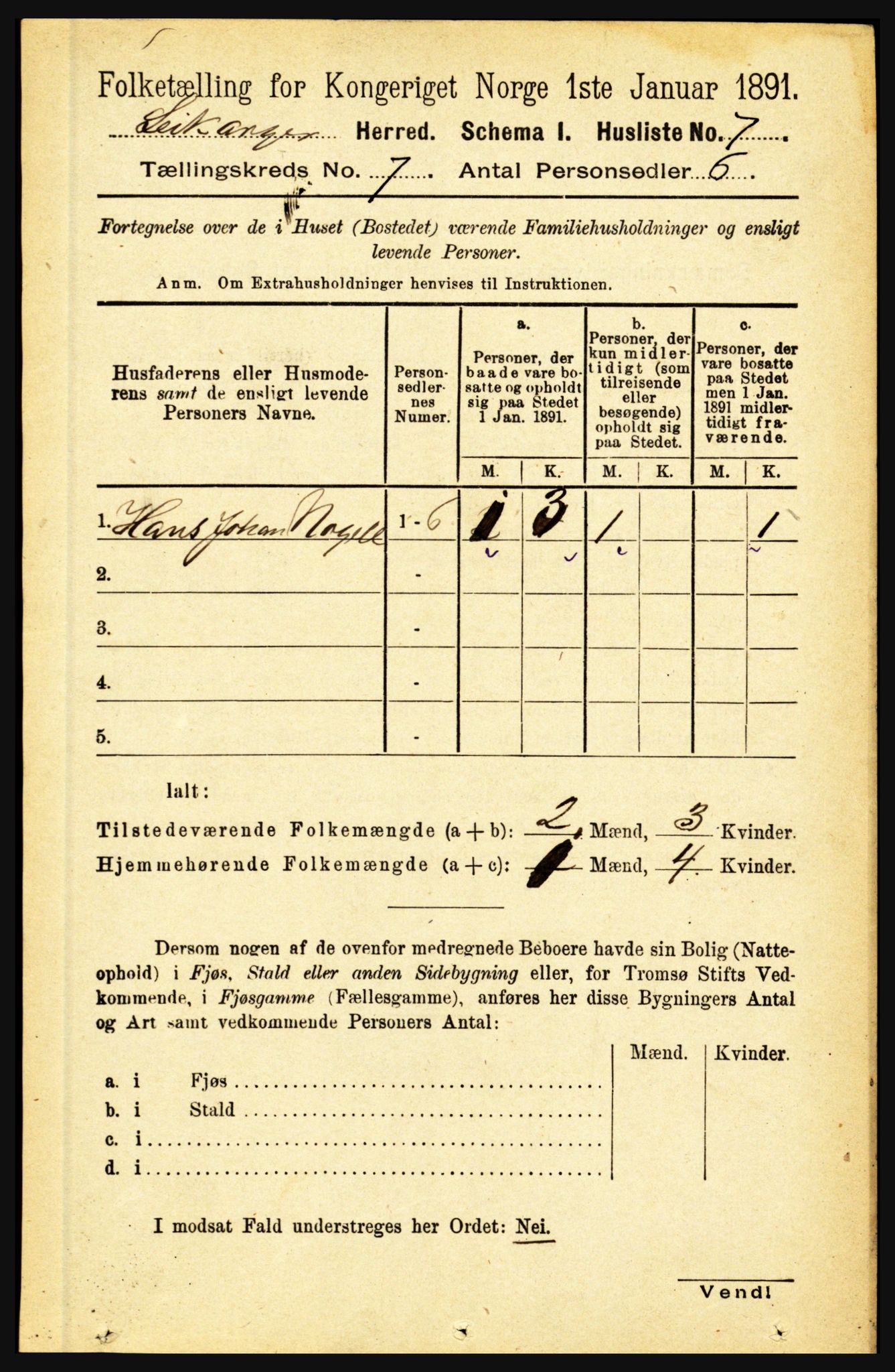 RA, 1891 census for 1419 Leikanger, 1891, p. 1310