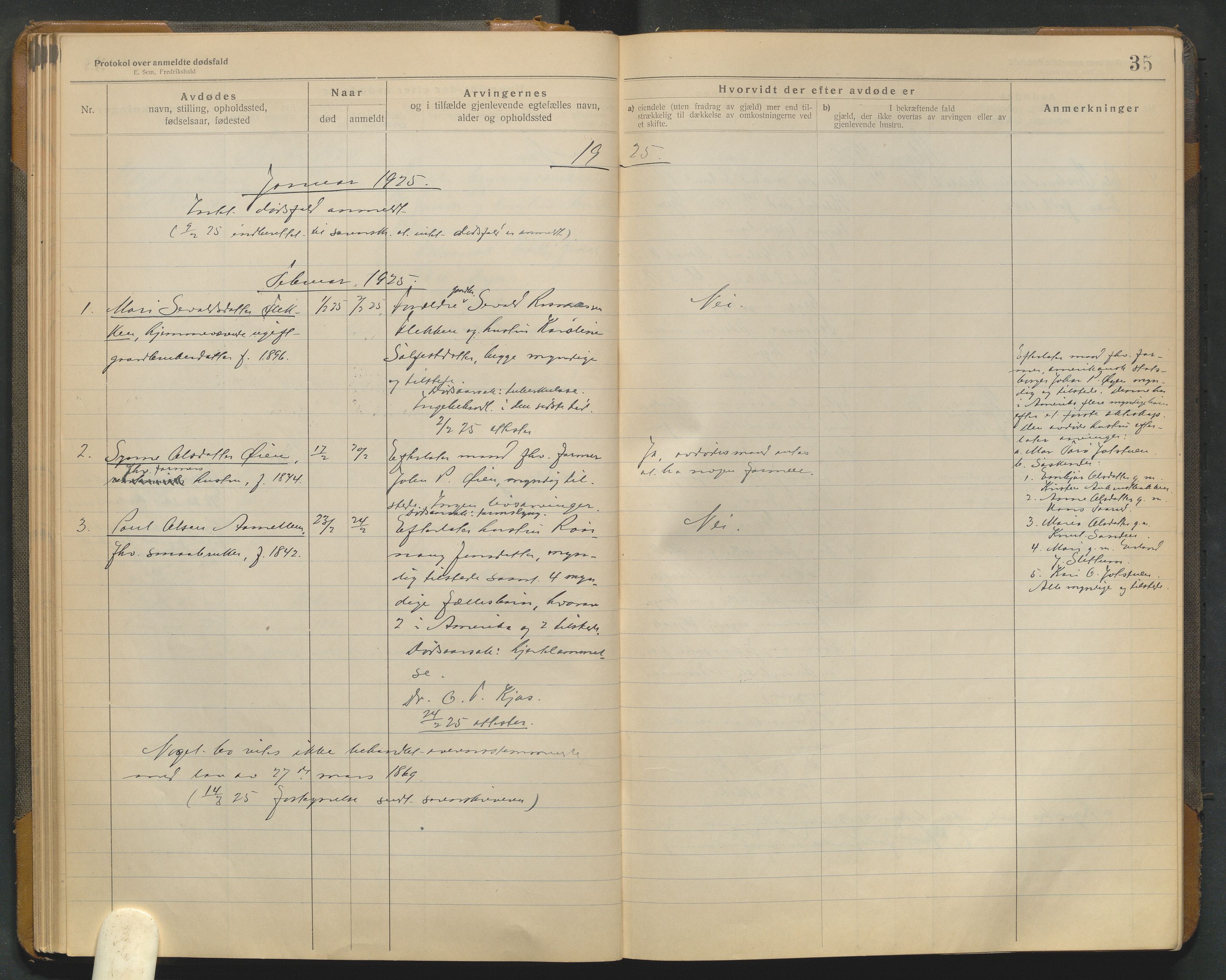 Lom lensmannskontor, AV/SAH-PGL-006/H/Ha/Haa/L0001/0004: Dødsfallsprotokoller / Dødsfallsprotokoll, 1922-1937, p. 35