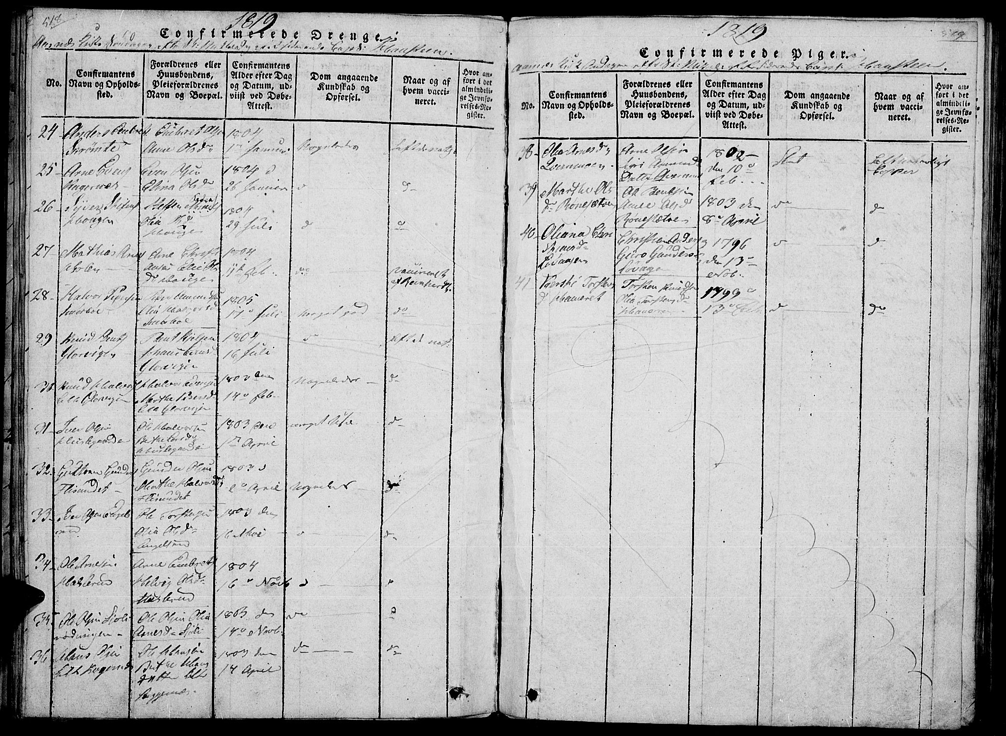 Hof prestekontor, AV/SAH-PREST-038/H/Ha/Haa/L0005: Parish register (official) no. 5, 1816-1822, p. 518-519