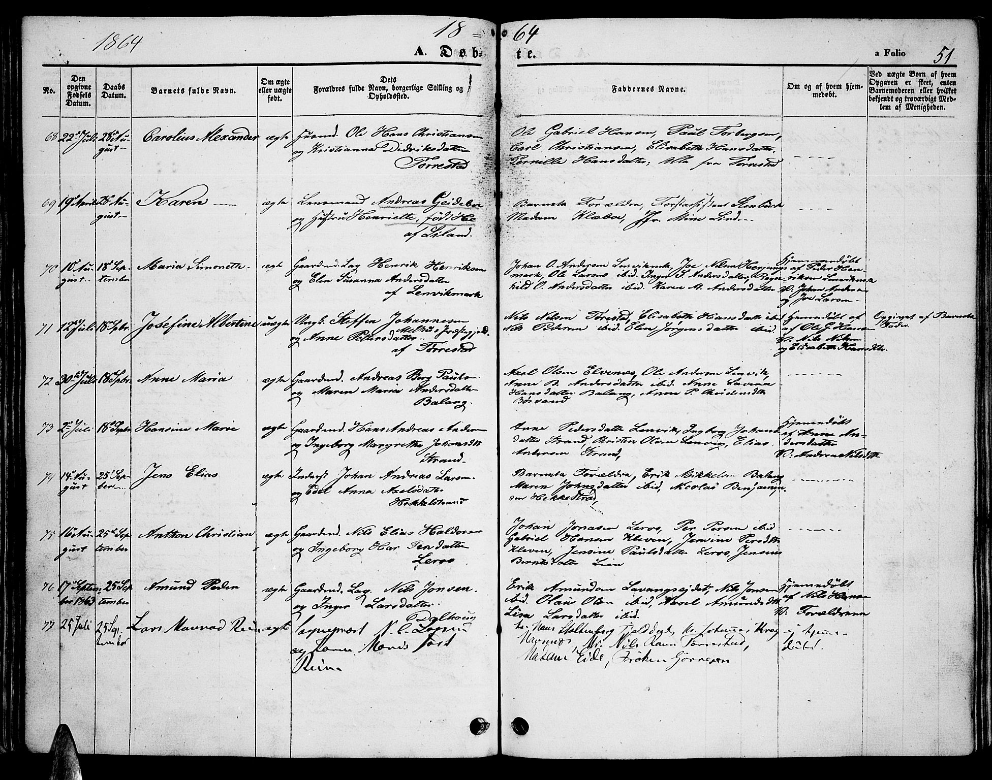 Ministerialprotokoller, klokkerbøker og fødselsregistre - Nordland, AV/SAT-A-1459/863/L0912: Parish register (copy) no. 863C02, 1858-1876, p. 51