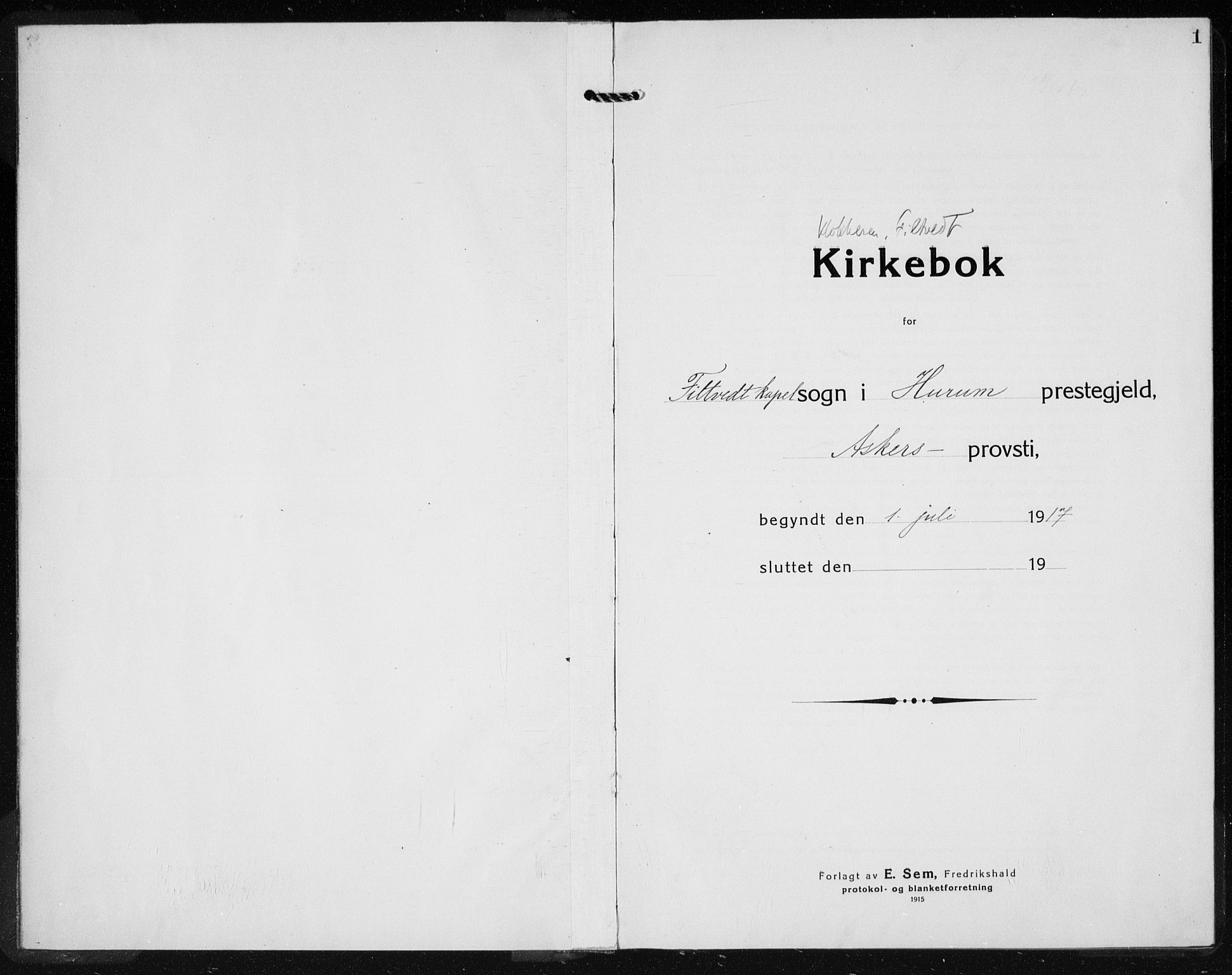 Hurum kirkebøker, SAKO/A-229/G/Gb/L0001: Parish register (copy) no. II 1, 1917-1934, p. 1