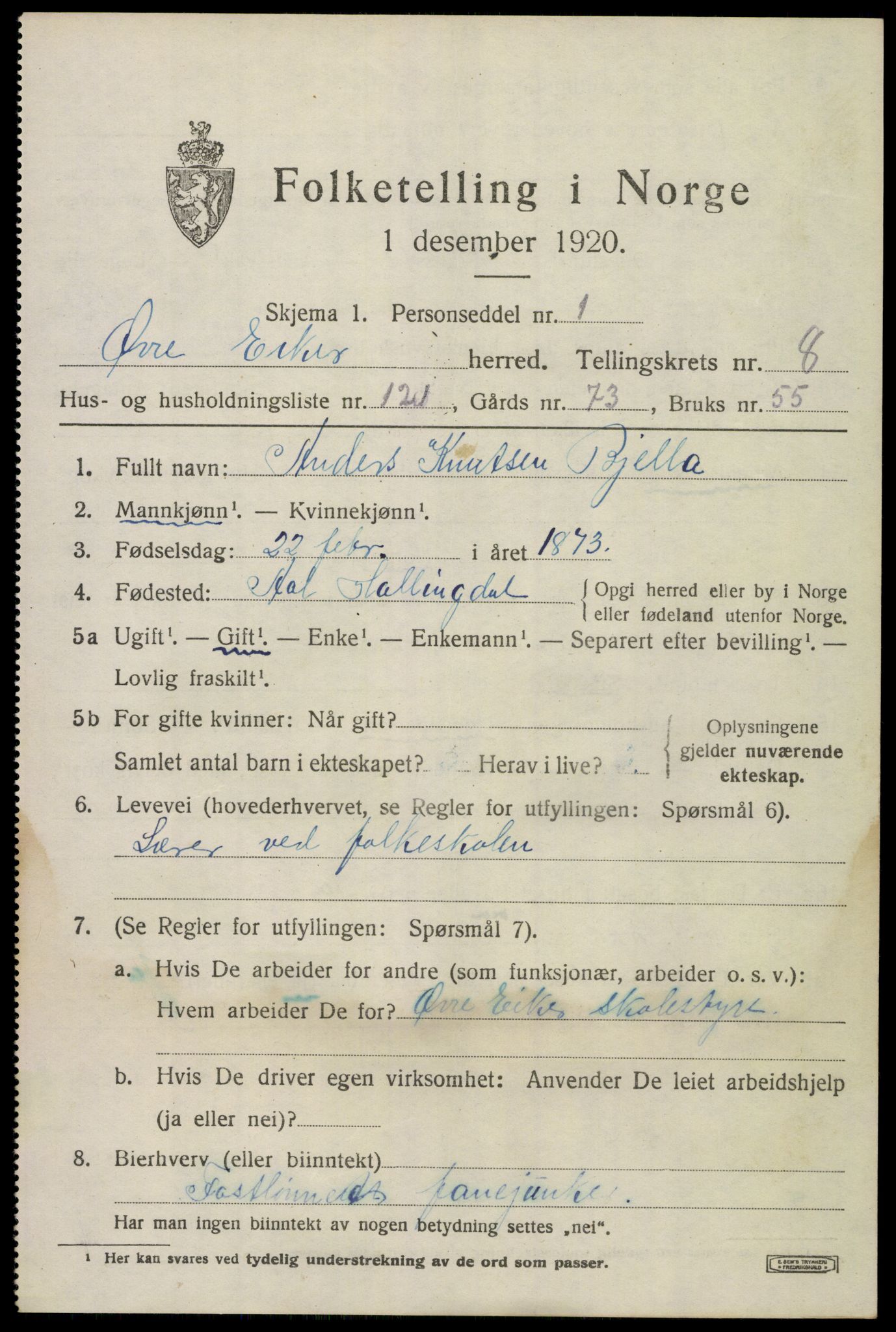 SAKO, 1920 census for Øvre Eiker, 1920, p. 15338