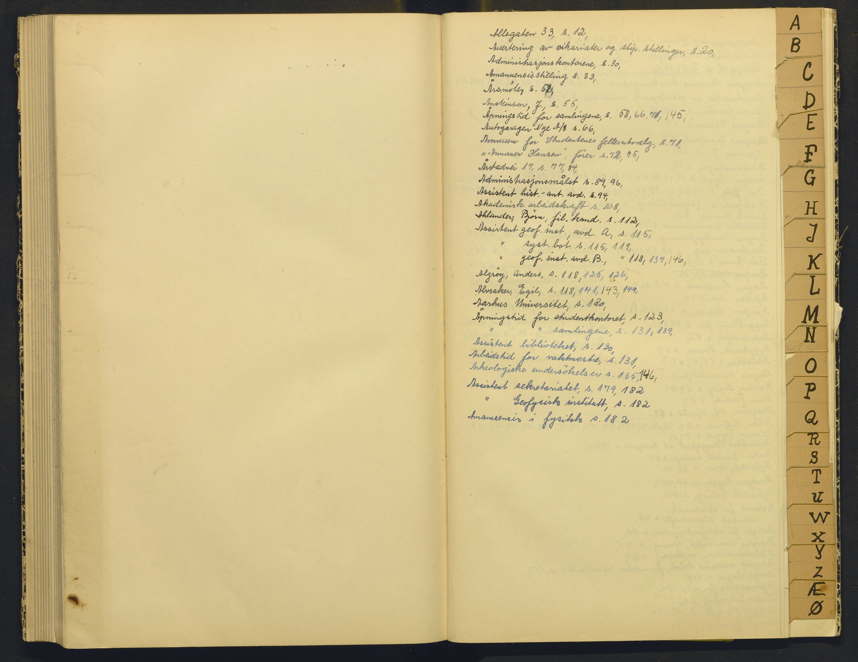 Bergens Museum, AV/SAB-A-17301/18/A/L0004: Professorkollegiets møtebok med register , 1945-1949