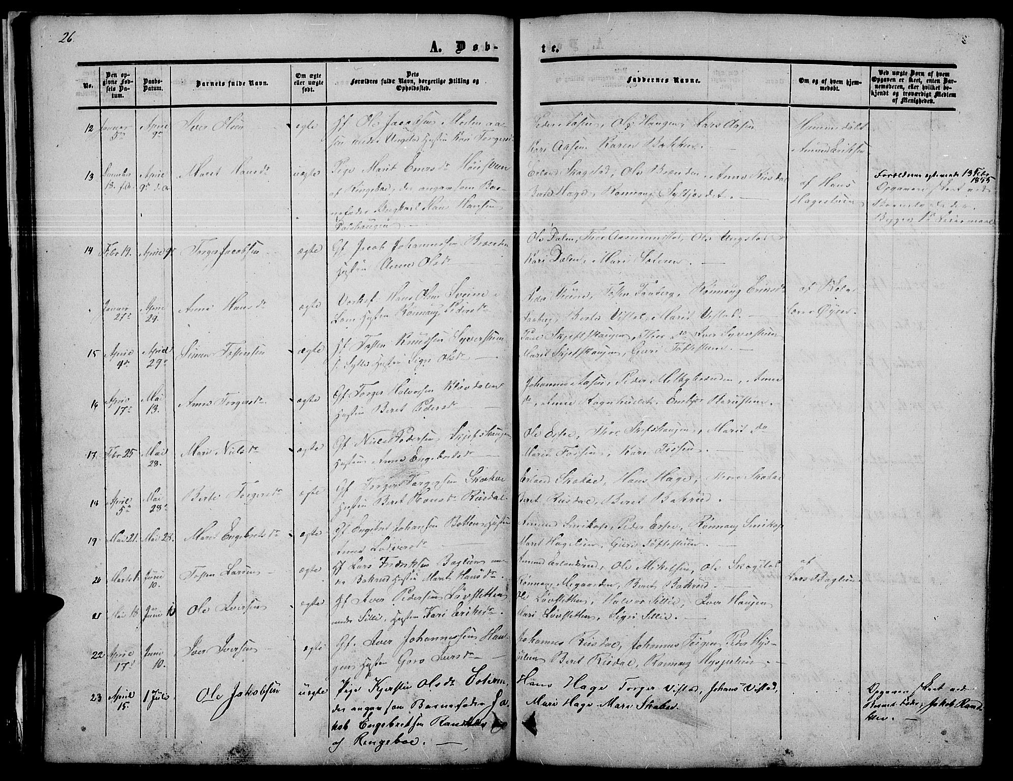 Nord-Fron prestekontor, SAH/PREST-080/H/Ha/Hab/L0002: Parish register (copy) no. 2, 1851-1883, p. 26
