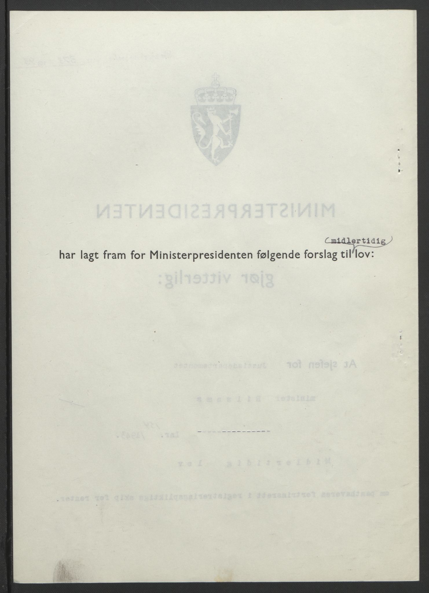 NS-administrasjonen 1940-1945 (Statsrådsekretariatet, de kommisariske statsråder mm), RA/S-4279/D/Db/L0099: Lover, 1943, p. 732