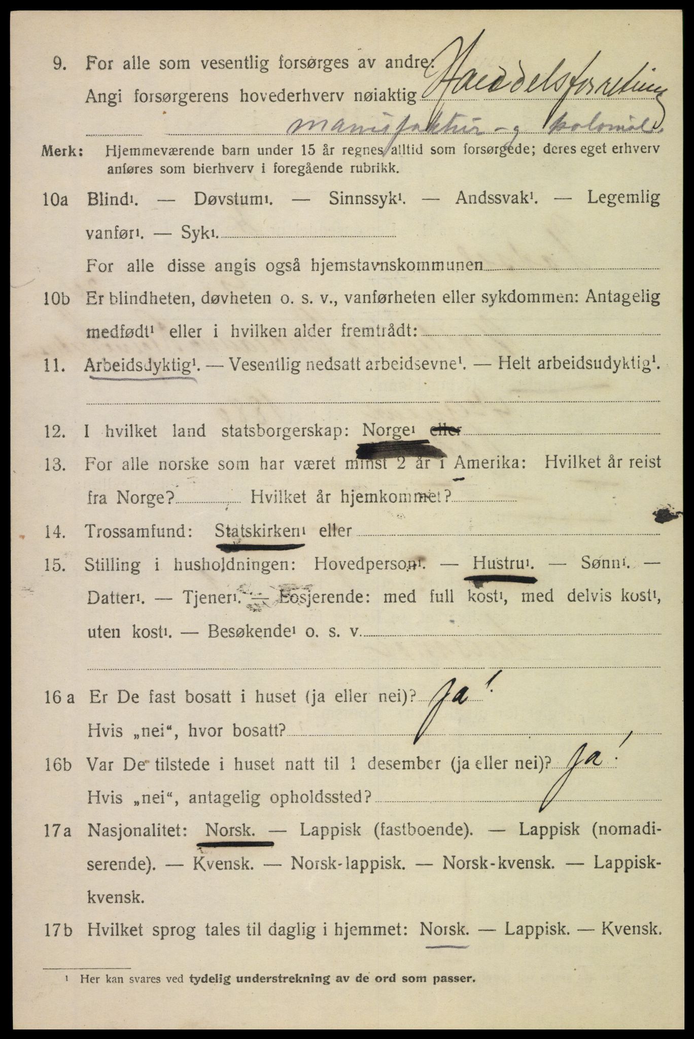 SAT, 1920 census for Hadsel, 1920, p. 20489