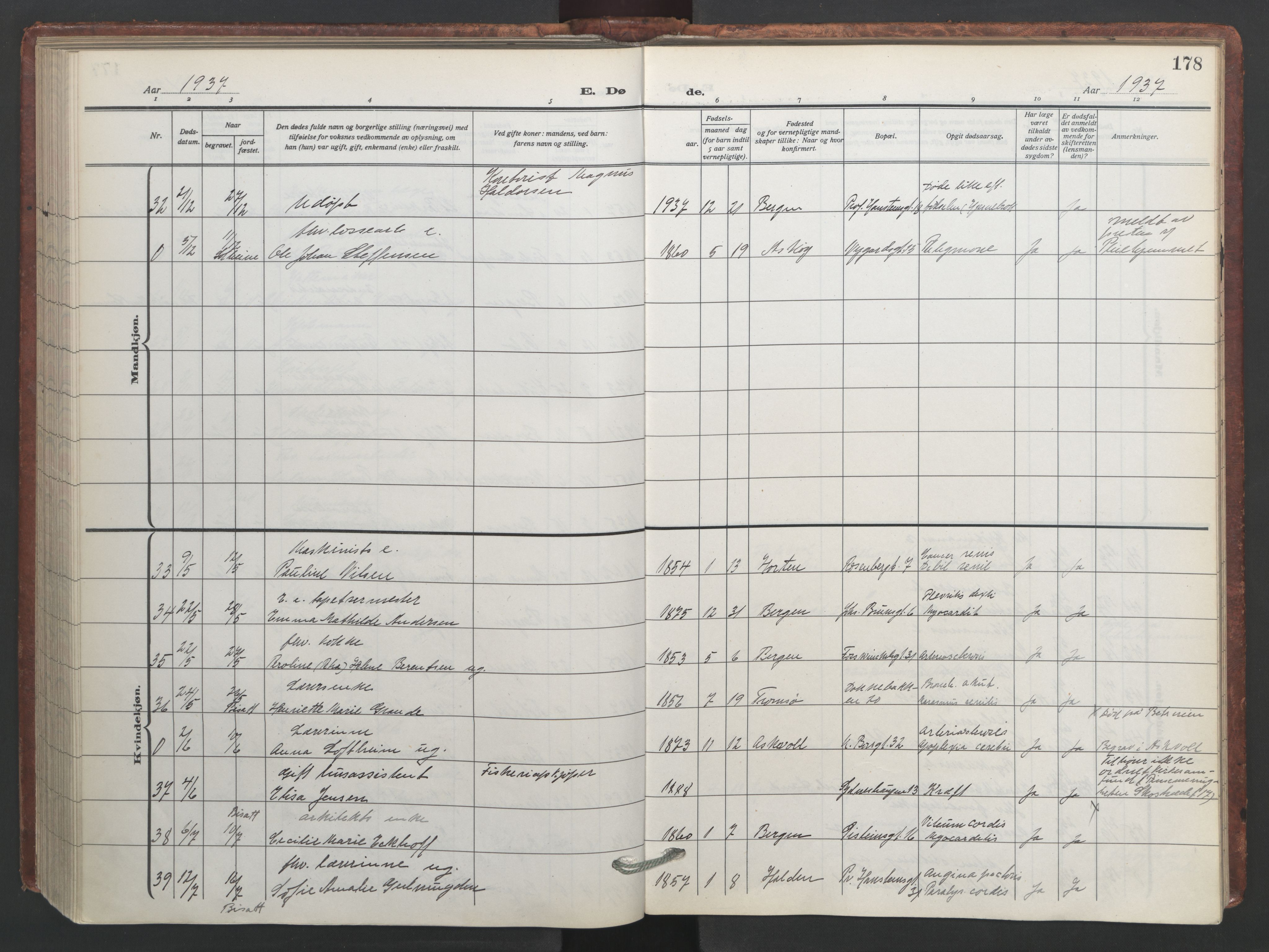 Johanneskirken sokneprestembete, AV/SAB-A-76001/H/Hab: Parish register (copy) no. D 2, 1916-1950, p. 177b-178a