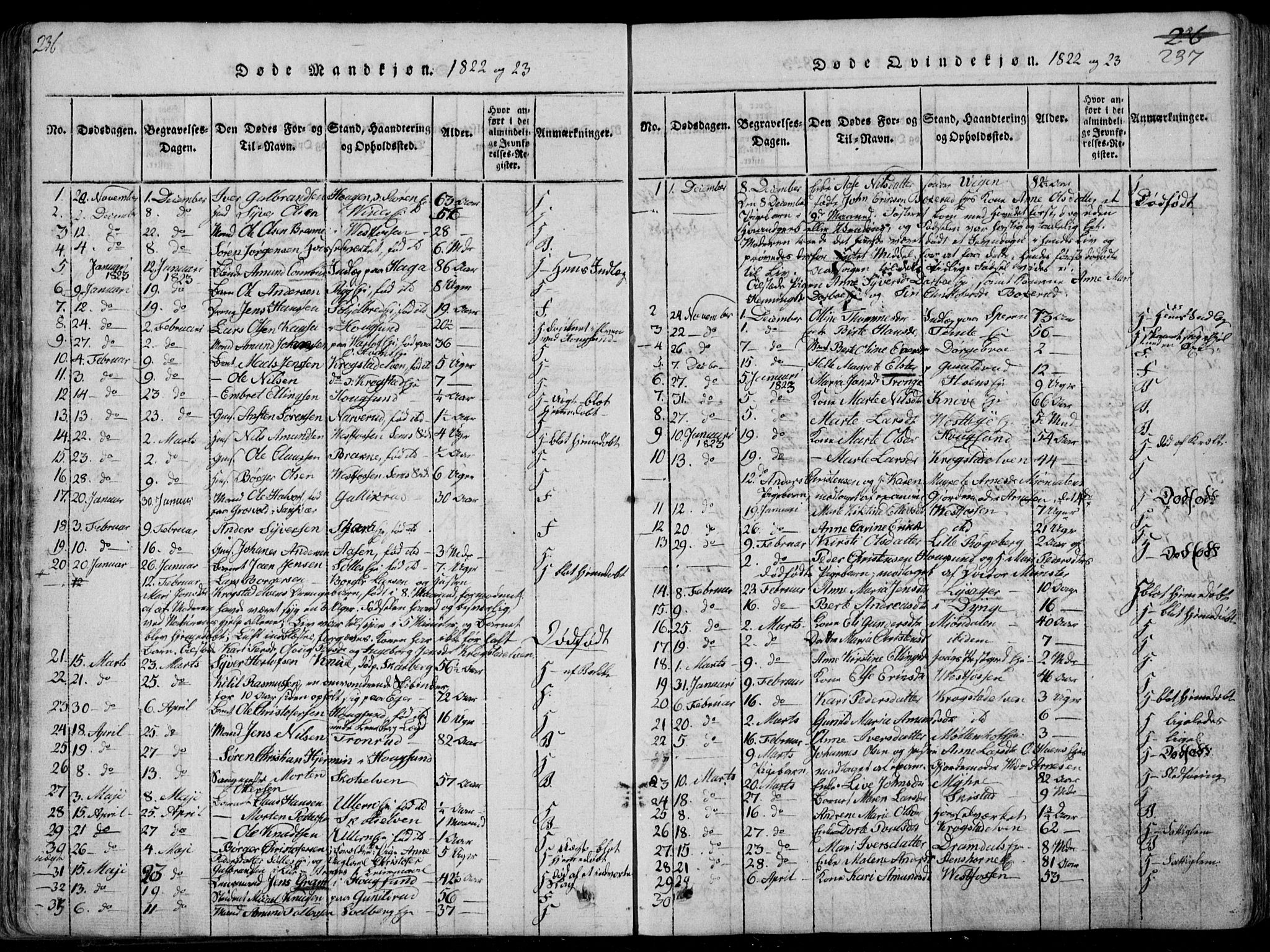 Eiker kirkebøker, AV/SAKO-A-4/F/Fa/L0011: Parish register (official) no. I 11, 1814-1827, p. 236-237