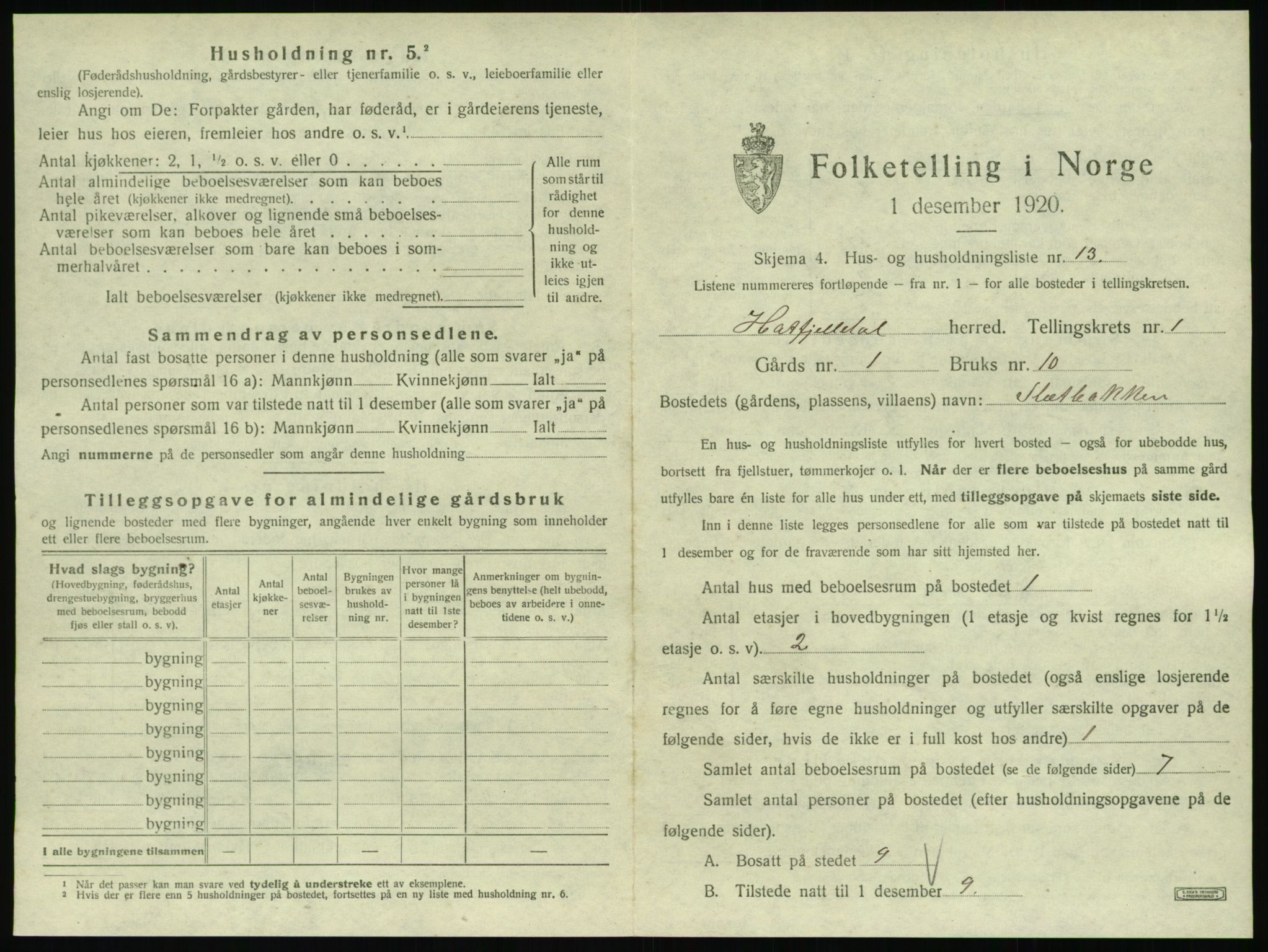 SAT, 1920 census for Hattfjelldal, 1920, p. 70