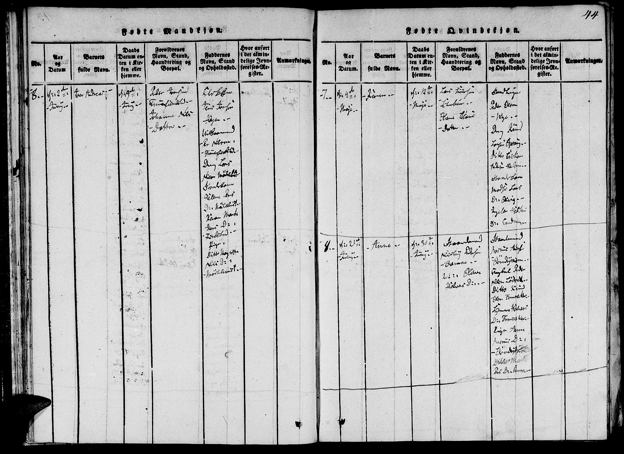 Ministerialprotokoller, klokkerbøker og fødselsregistre - Møre og Romsdal, AV/SAT-A-1454/520/L0273: Parish register (official) no. 520A03, 1817-1826, p. 44