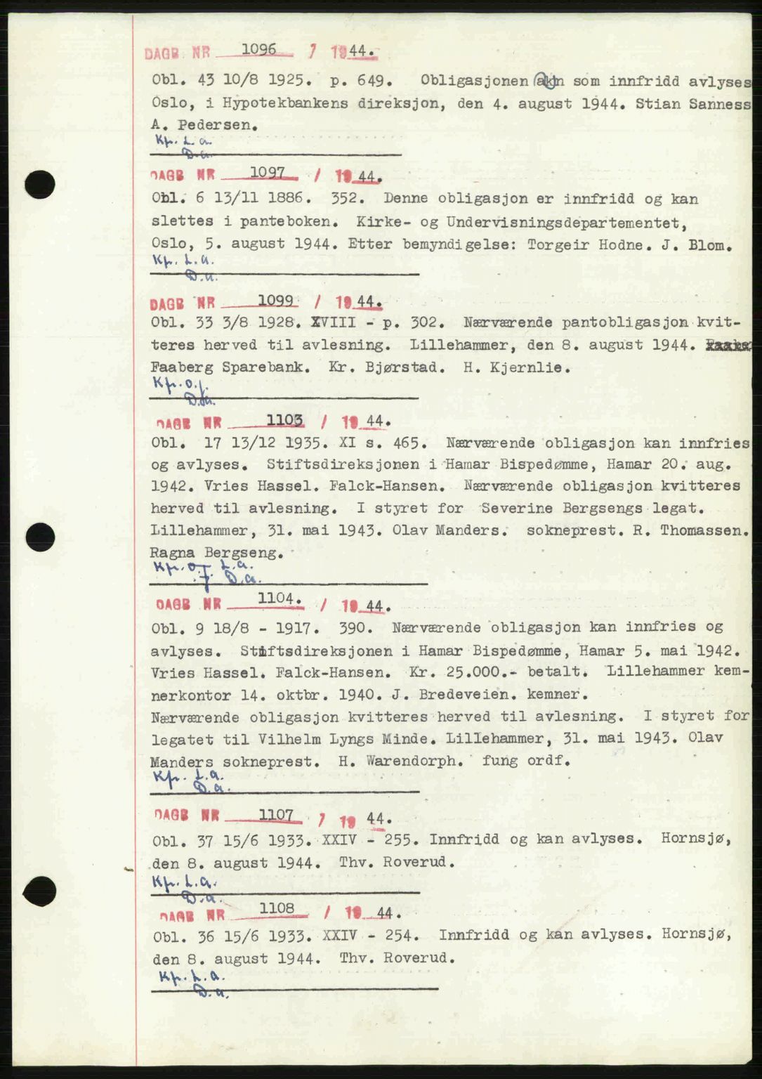 Sør-Gudbrandsdal tingrett, SAH/TING-004/H/Hb/Hbf/L0002: Mortgage book no. C1, 1938-1951, Diary no: : 1096/1944