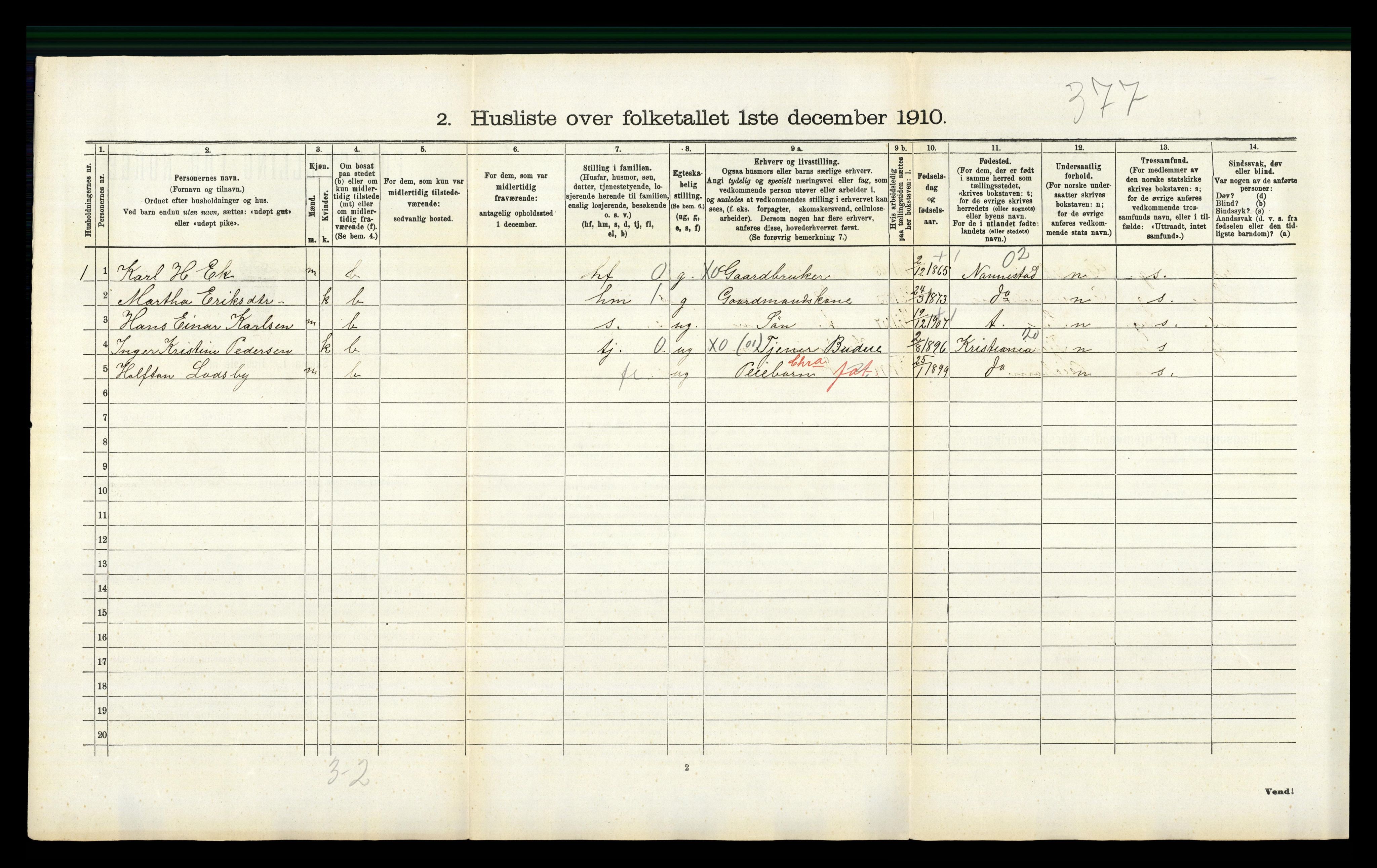 RA, 1910 census for Gjerdrum, 1910, p. 164