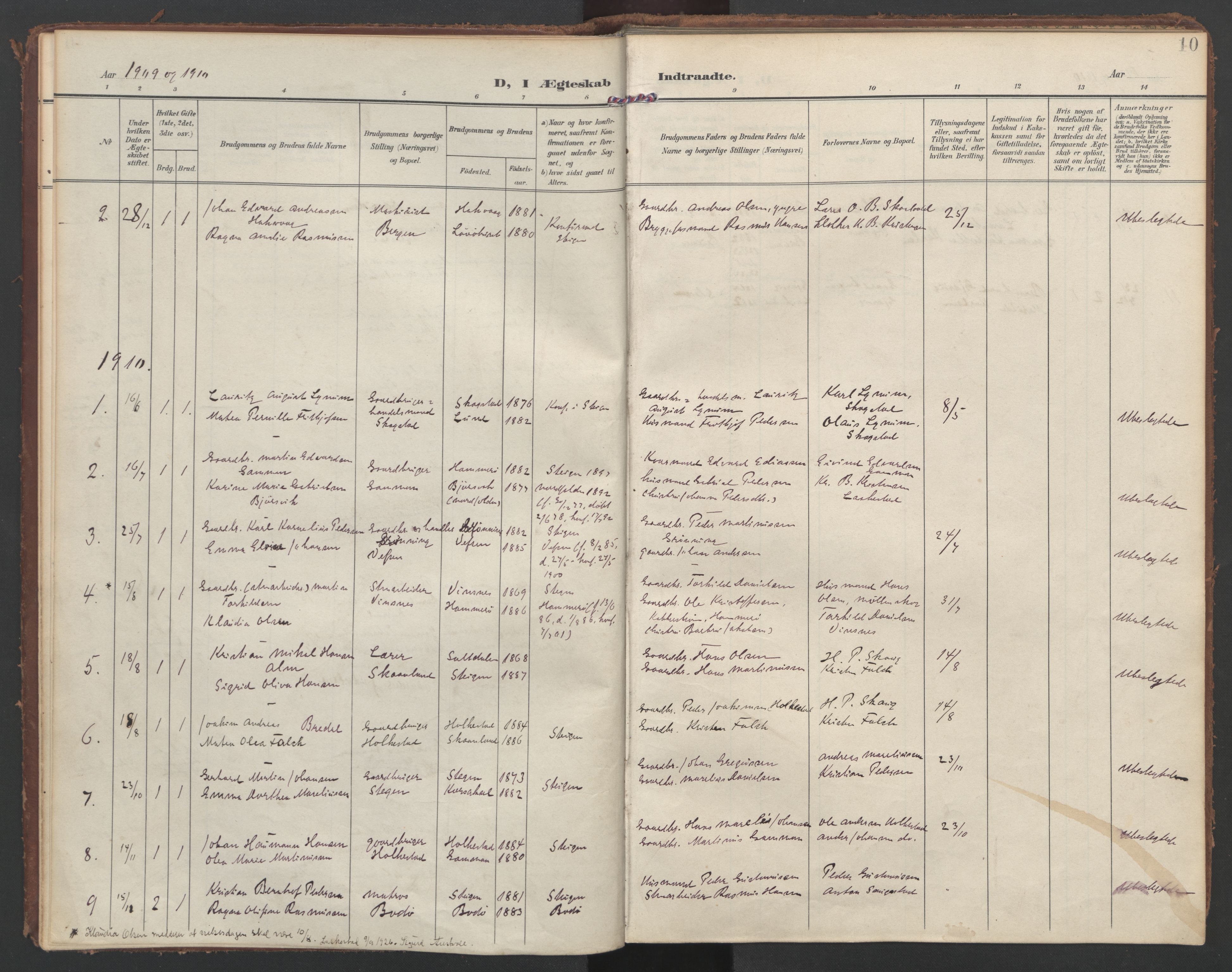 Ministerialprotokoller, klokkerbøker og fødselsregistre - Nordland, SAT/A-1459/855/L0806: Parish register (official) no. 855A14, 1906-1922, p. 10