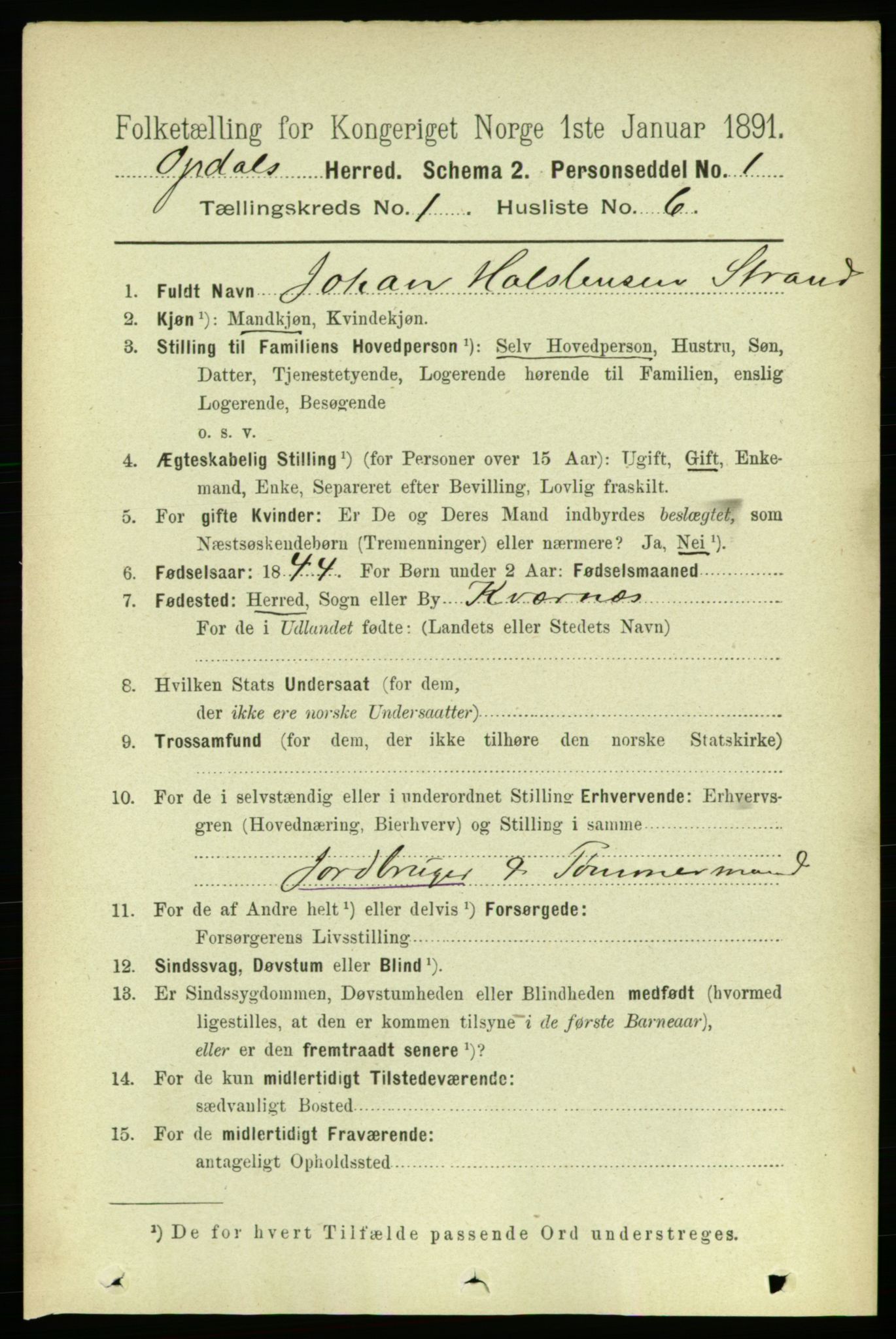 RA, 1891 census for 1634 Oppdal, 1891, p. 132