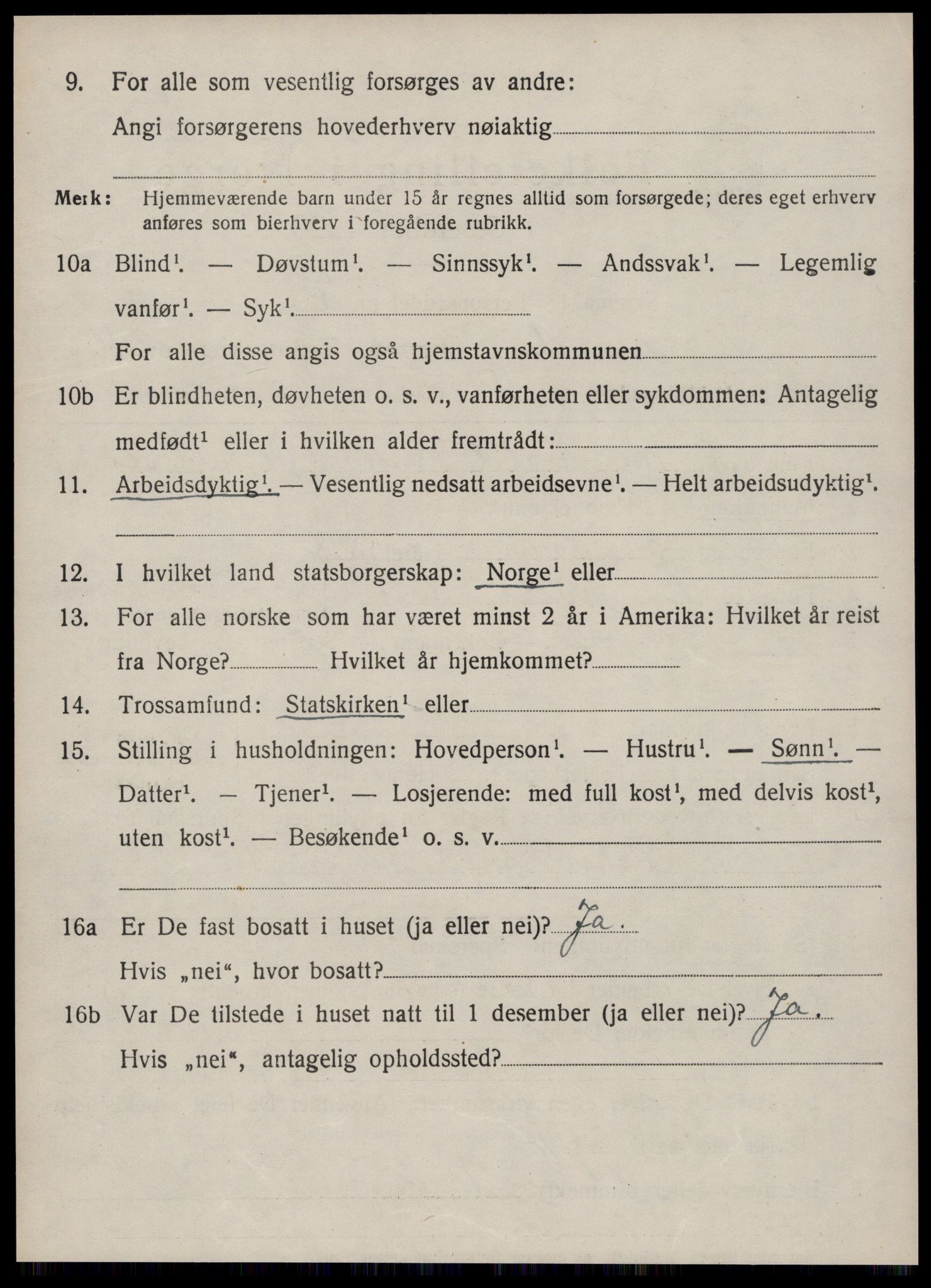 SAT, 1920 census for Borgund, 1920, p. 9311