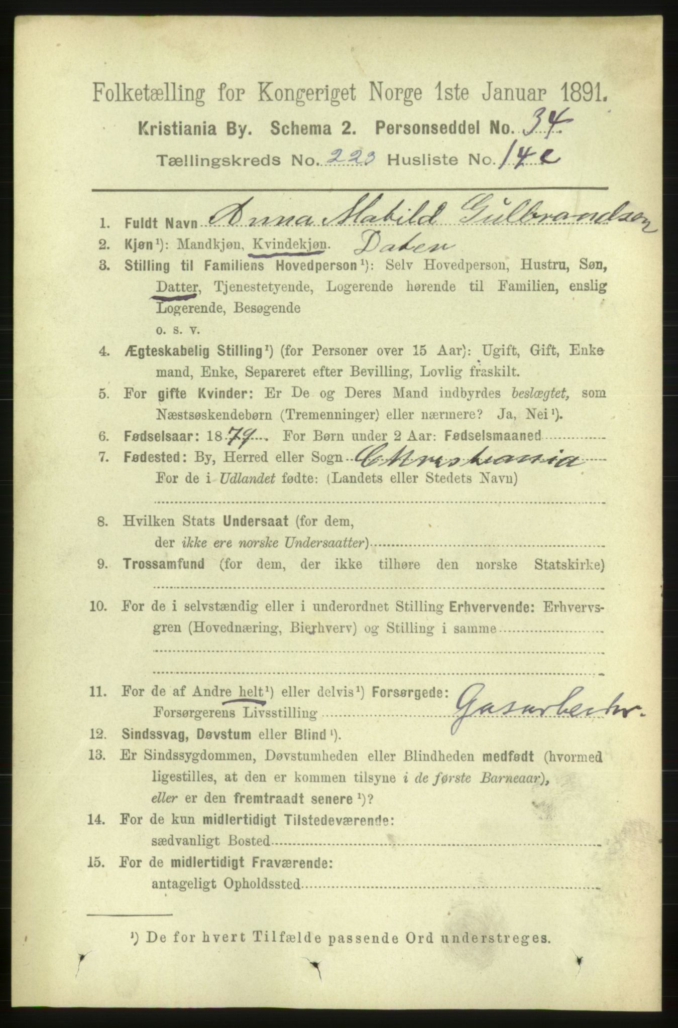 RA, 1891 census for 0301 Kristiania, 1891, p. 134743
