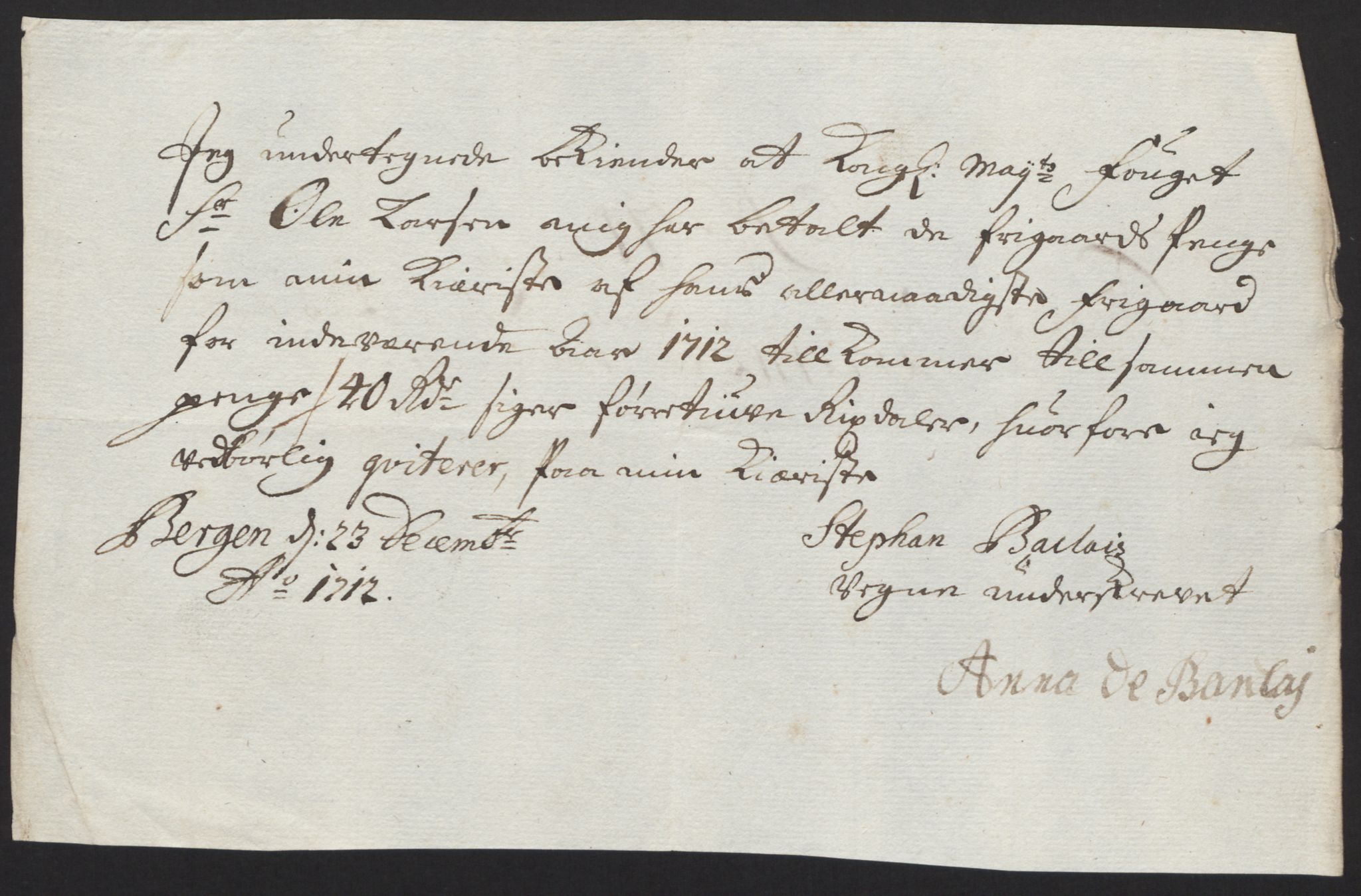 Rentekammeret inntil 1814, Reviderte regnskaper, Fogderegnskap, AV/RA-EA-4092/R48/L2988: Fogderegnskap Sunnhordland og Hardanger, 1712, p. 391