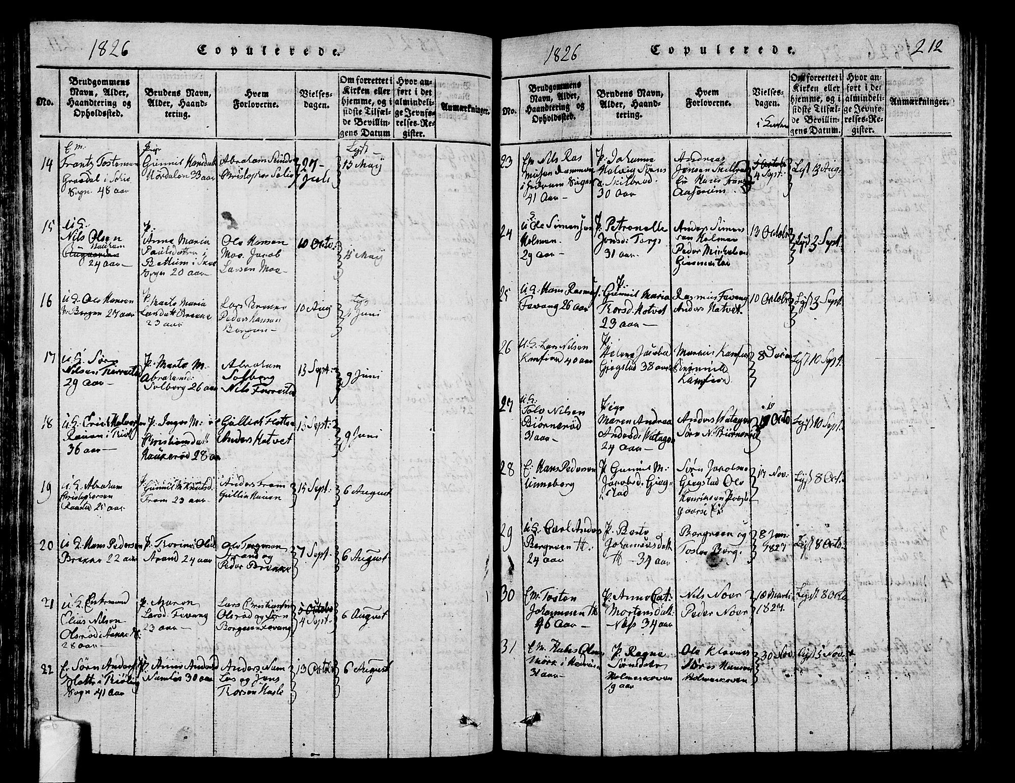 Sandar kirkebøker, SAKO/A-243/G/Ga/L0001: Parish register (copy) no. 1, 1814-1835, p. 212