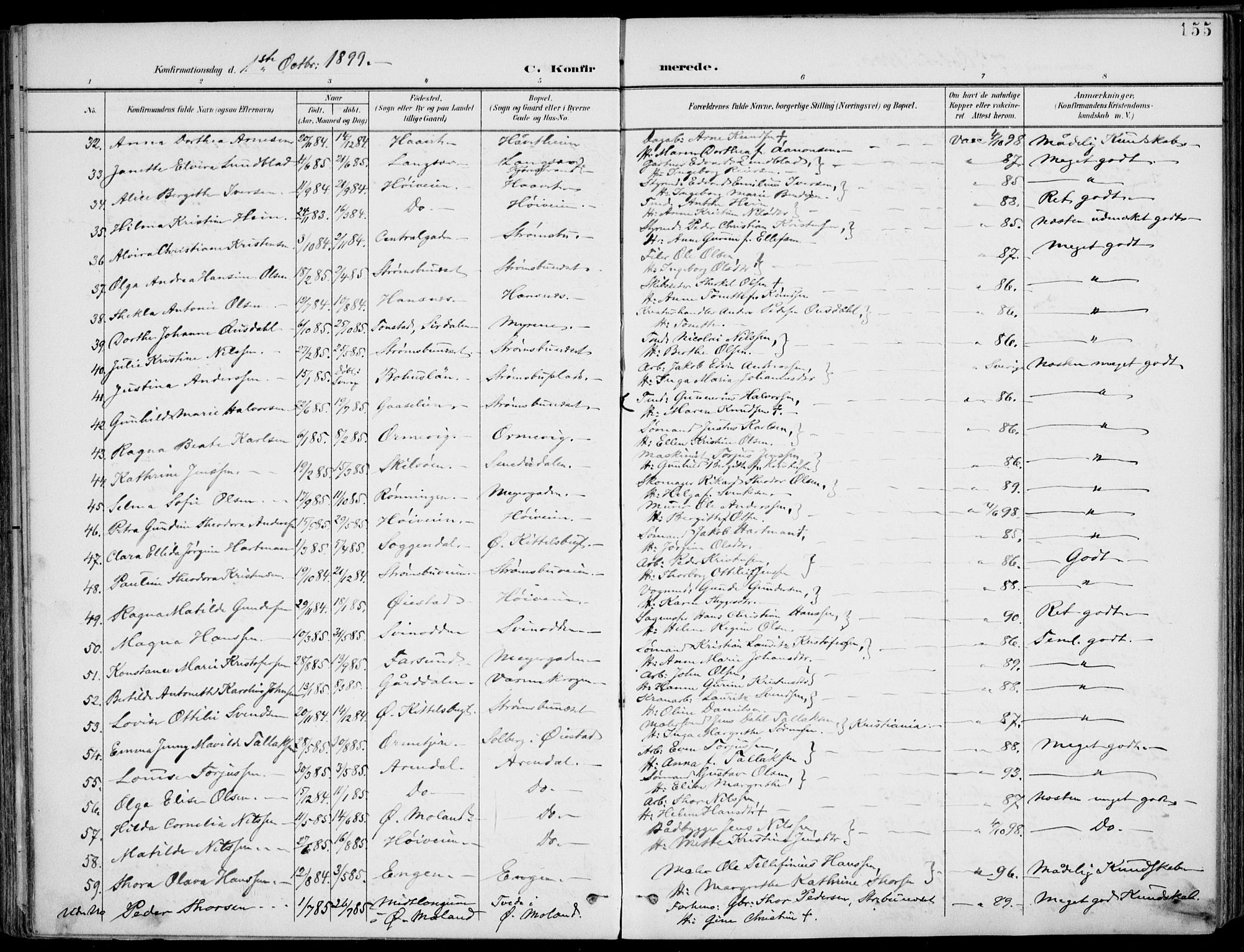 Barbu sokneprestkontor, SAK/1111-0003/F/Fa/L0005: Parish register (official) no. A 5, 1899-1909, p. 155