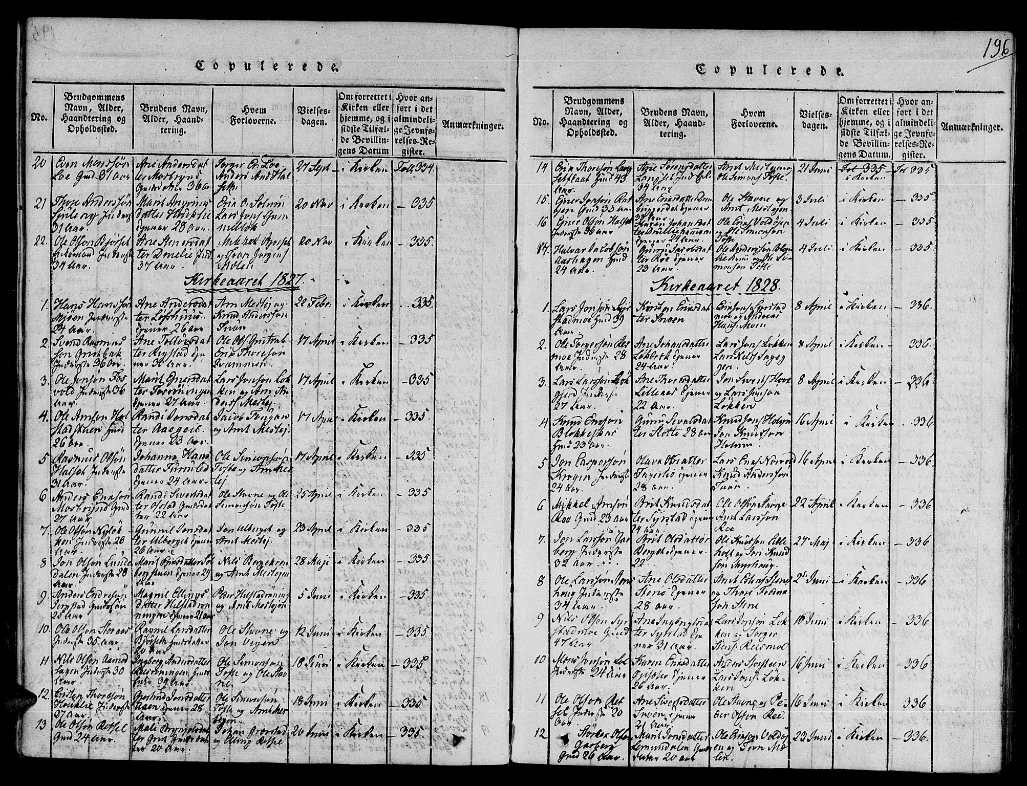 Ministerialprotokoller, klokkerbøker og fødselsregistre - Sør-Trøndelag, SAT/A-1456/672/L0853: Parish register (official) no. 672A06 /1, 1816-1829, p. 196
