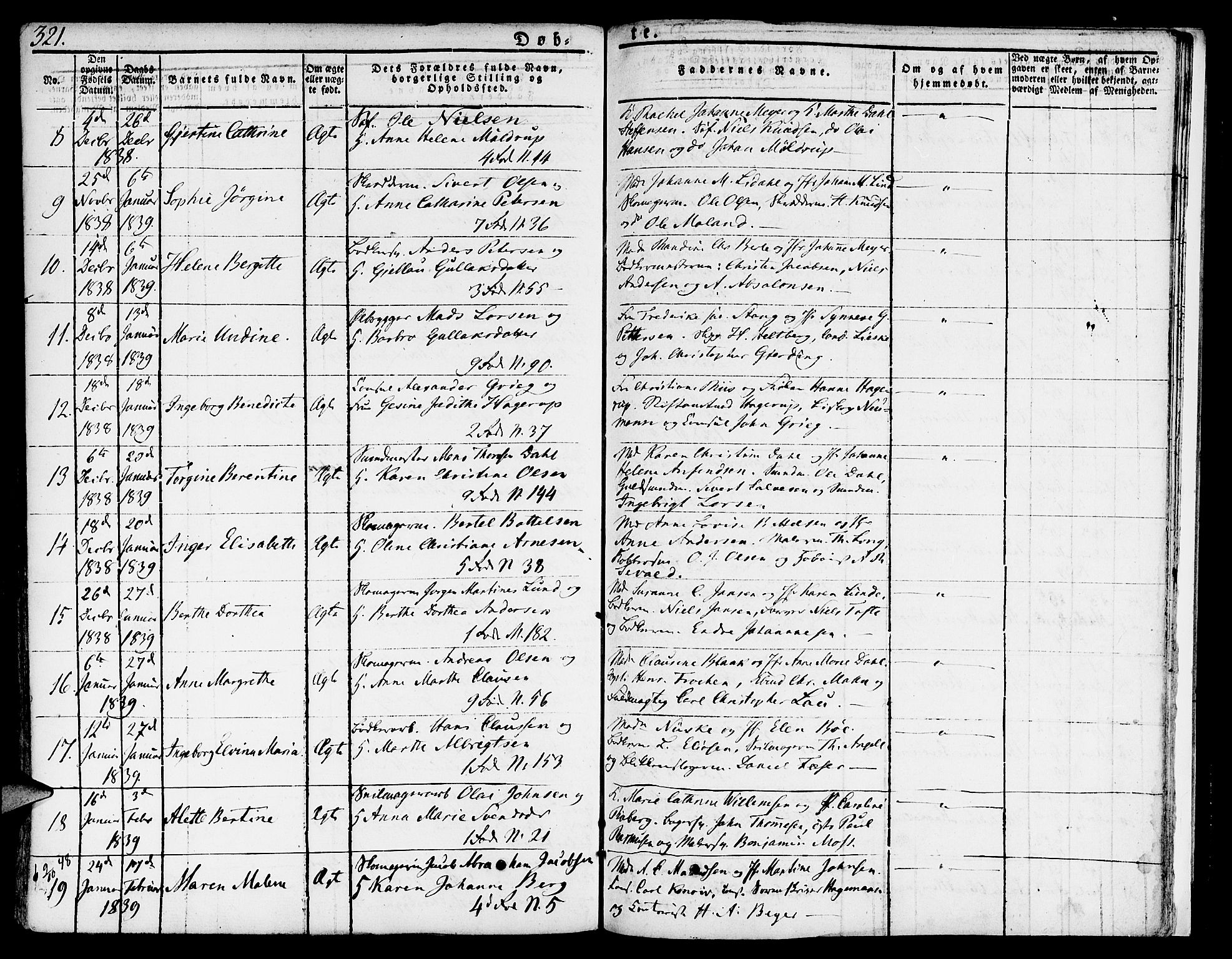 Nykirken Sokneprestembete, SAB/A-77101/H/Hab: Parish register (copy) no. A 5I, 1821-1841, p. 321