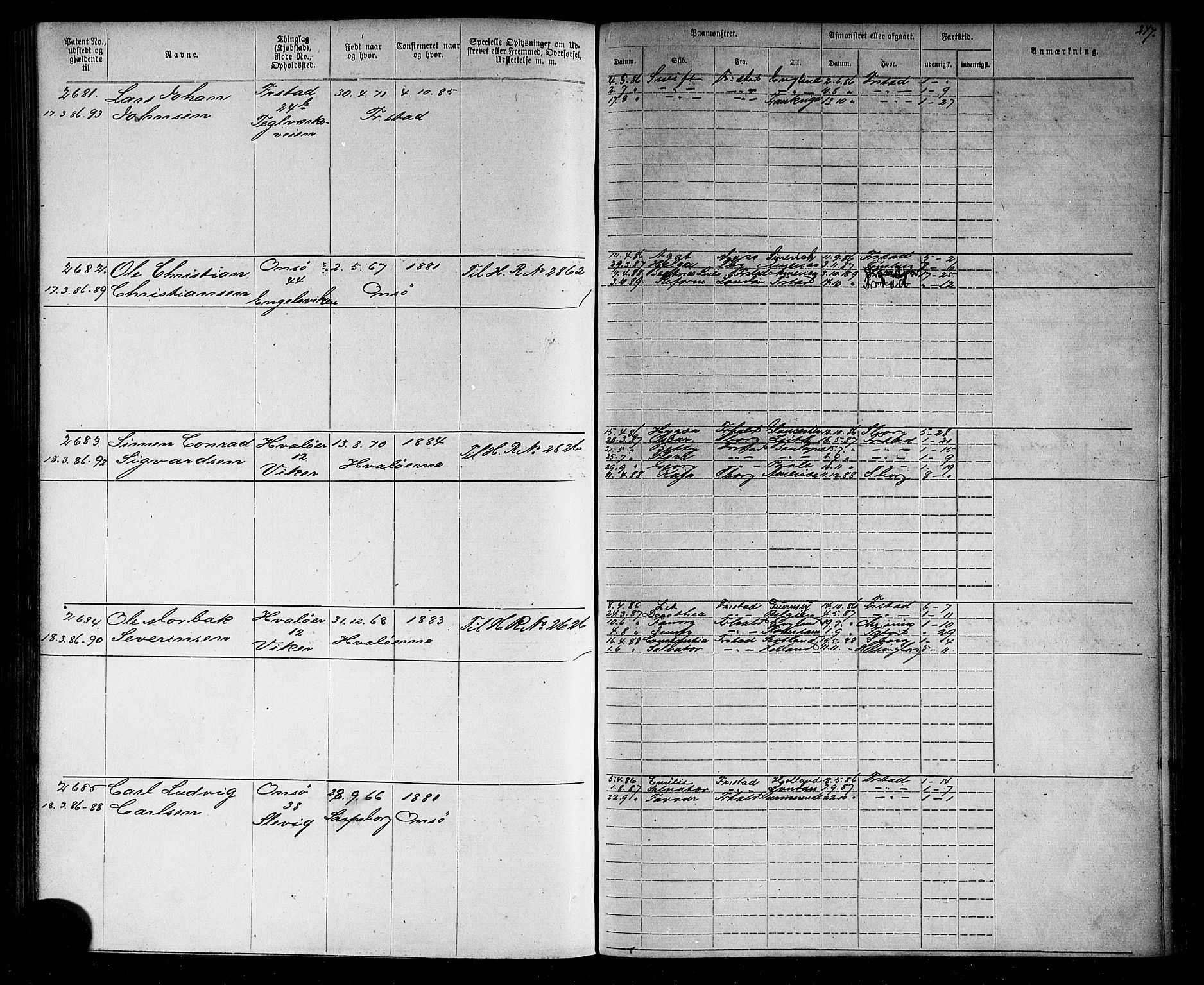 Fredrikstad mønstringskontor, AV/SAO-A-10569b/F/Fc/Fca/L0004: Annotasjonsrulle, 1885-1893, p. 254