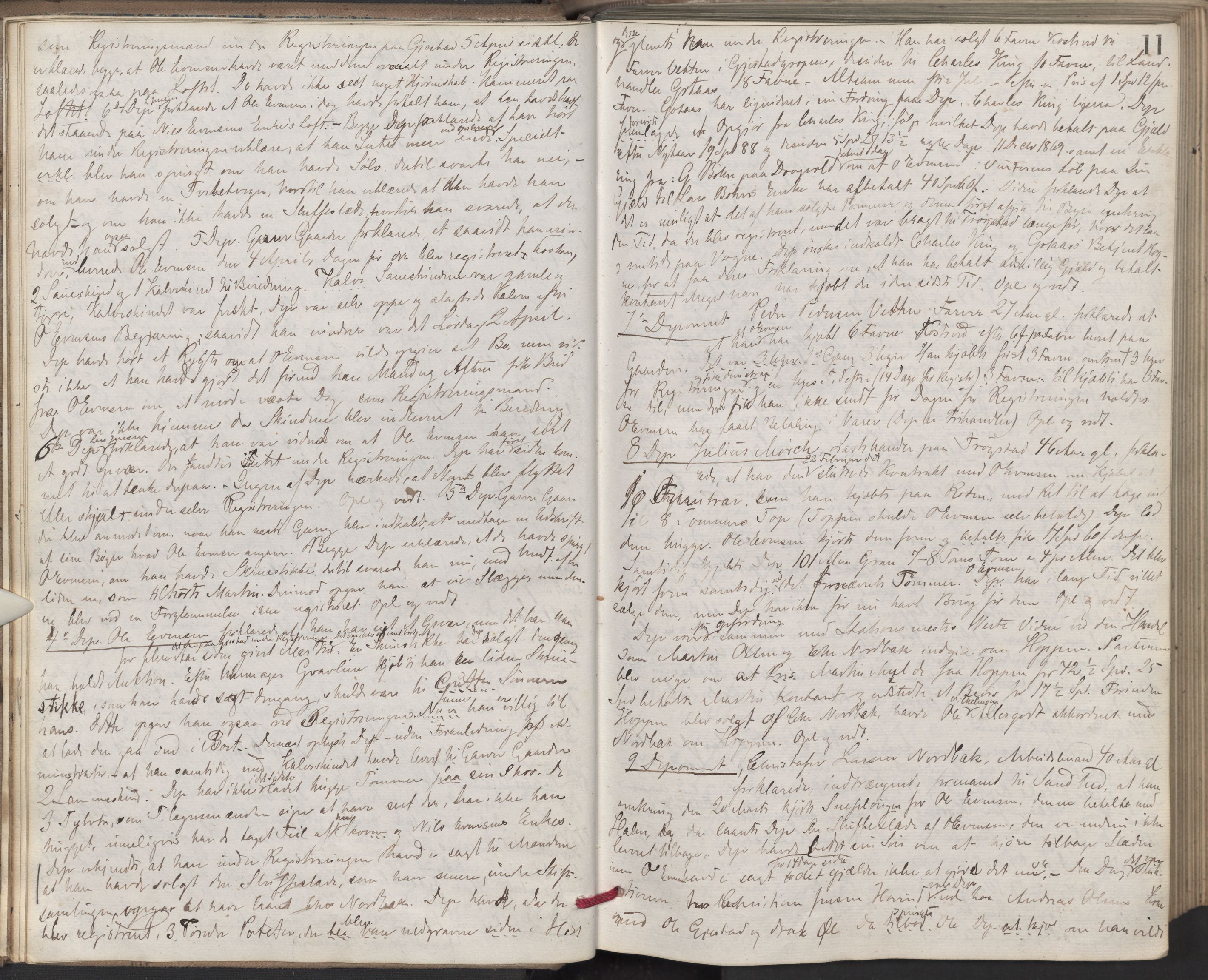 Nes tingrett, AV/SAO-A-10548/F/Fc/Fcb/L0007: Ekstrarettsprotokoll "Q", 1870-1874, p. 10b-11a