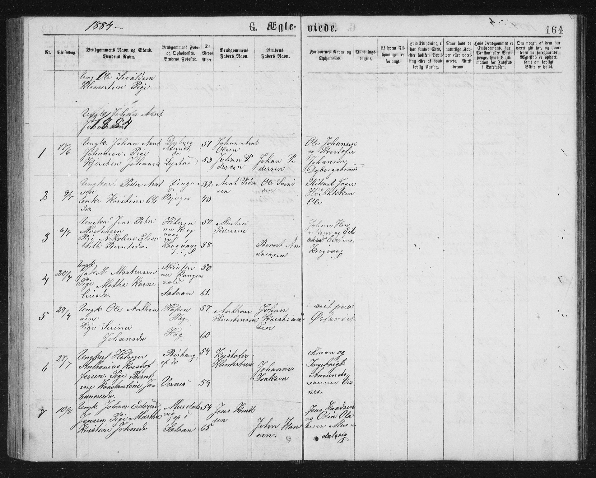 Ministerialprotokoller, klokkerbøker og fødselsregistre - Sør-Trøndelag, SAT/A-1456/662/L0756: Parish register (copy) no. 662C01, 1869-1891, p. 164