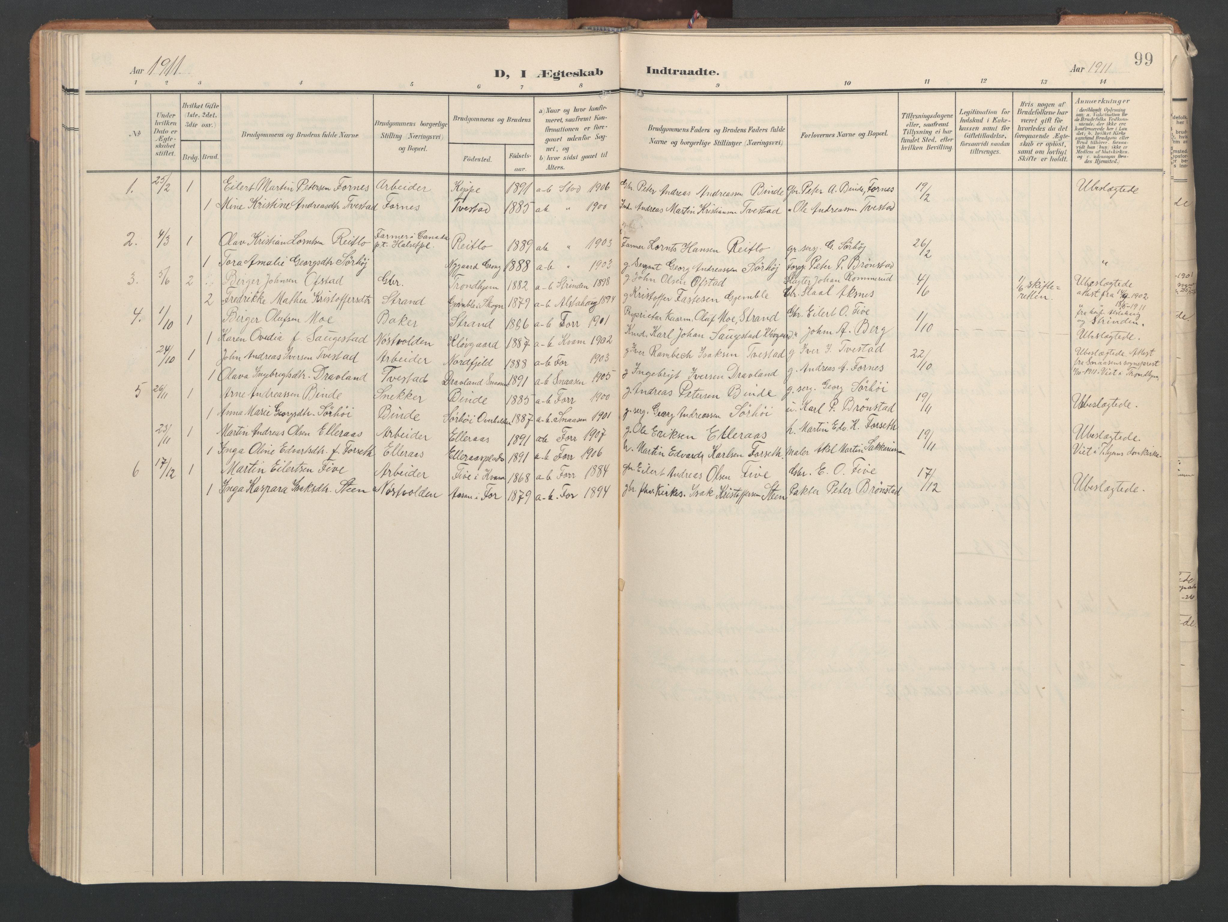 Ministerialprotokoller, klokkerbøker og fødselsregistre - Nord-Trøndelag, SAT/A-1458/746/L0455: Parish register (copy) no. 746C01, 1908-1933, p. 99