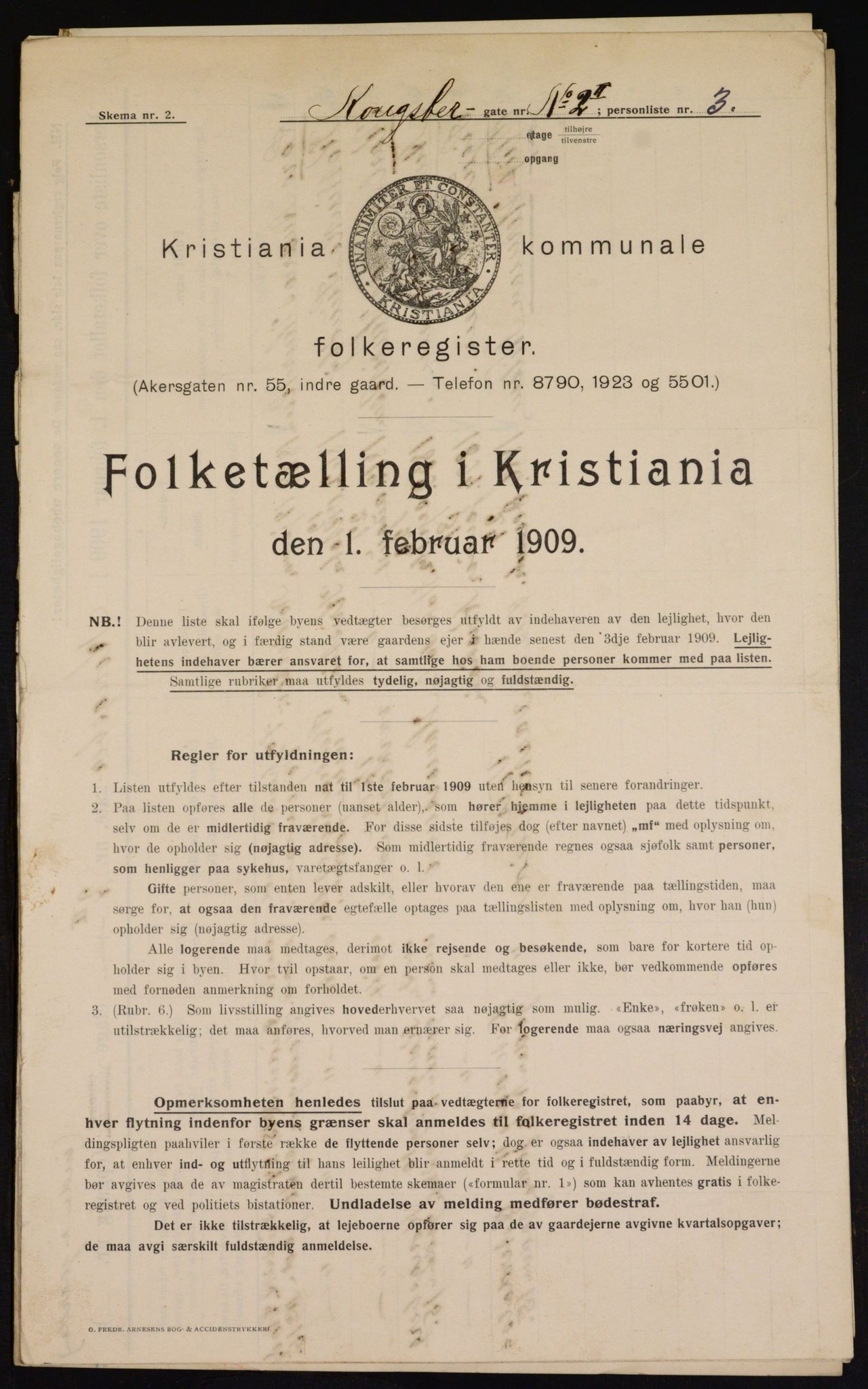 OBA, Municipal Census 1909 for Kristiania, 1909, p. 48331