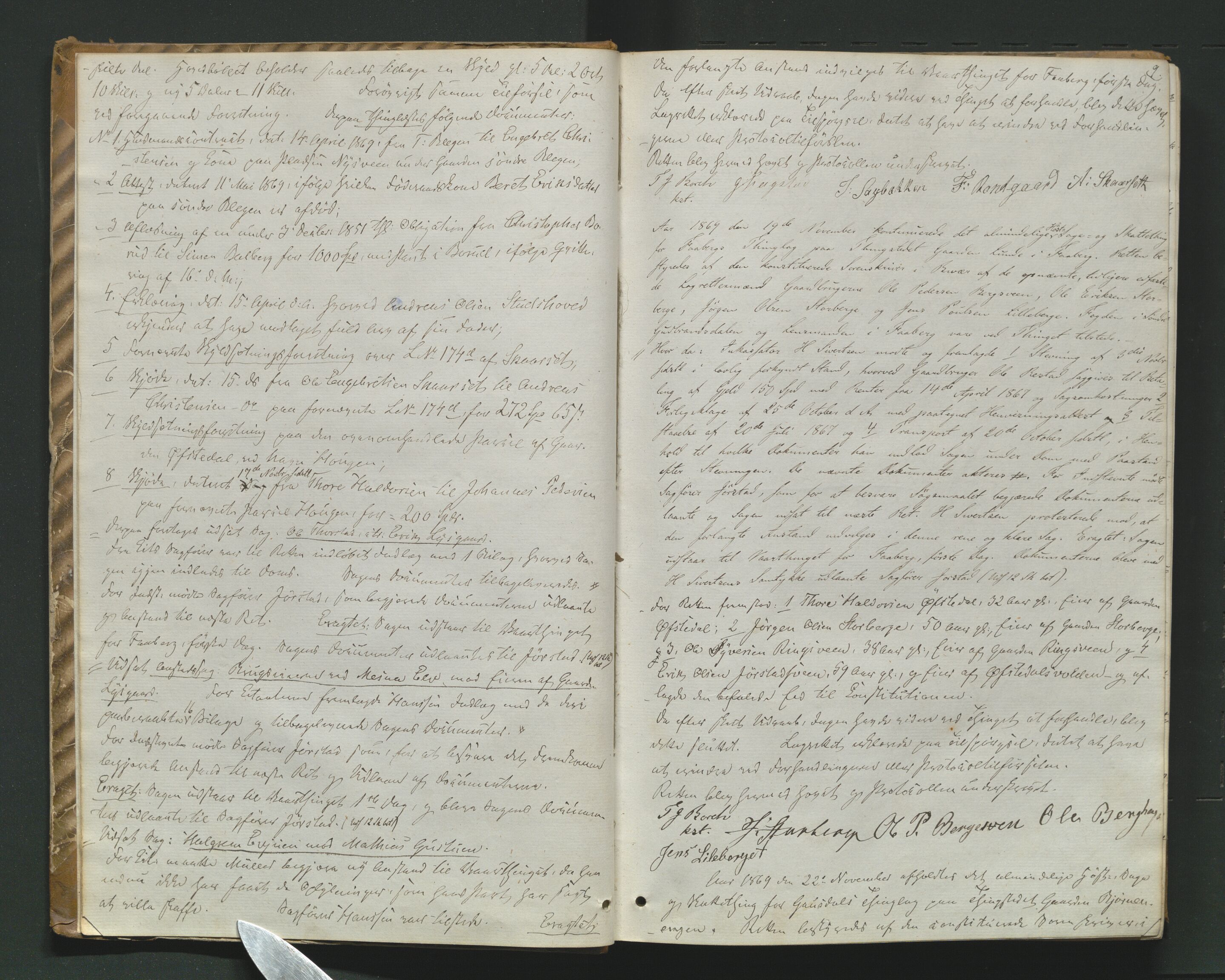 Sør-Gudbrandsdal tingrett, AV/SAH-TING-004/G/Gb/Gba/L0024: Tingbok, 1869-1874, p. 8-9