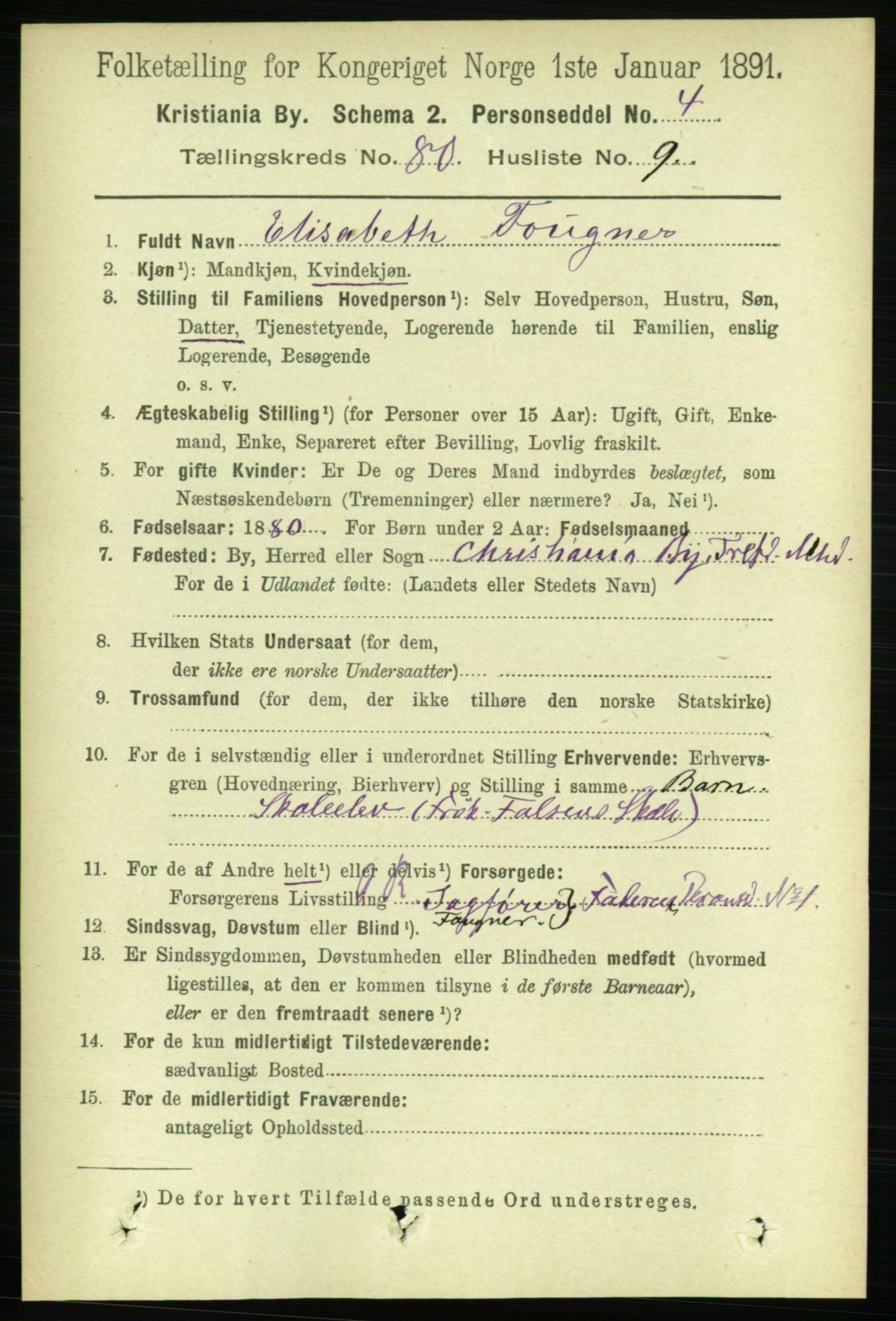 RA, 1891 census for 0301 Kristiania, 1891, p. 41395