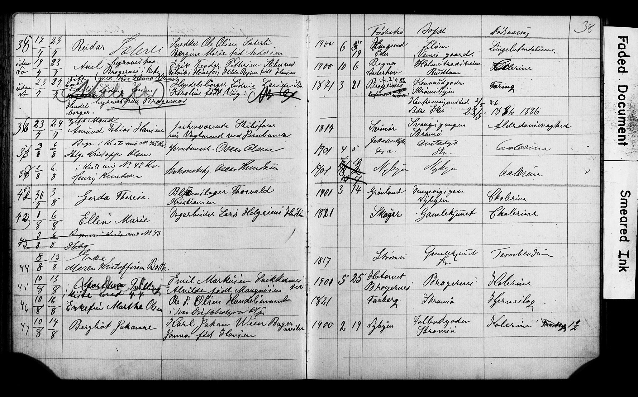 Strømsø kirkebøker, AV/SAKO-A-246/Y/Ya/L0005: Parish register draft no. I 5, 1897-1903, p. 38