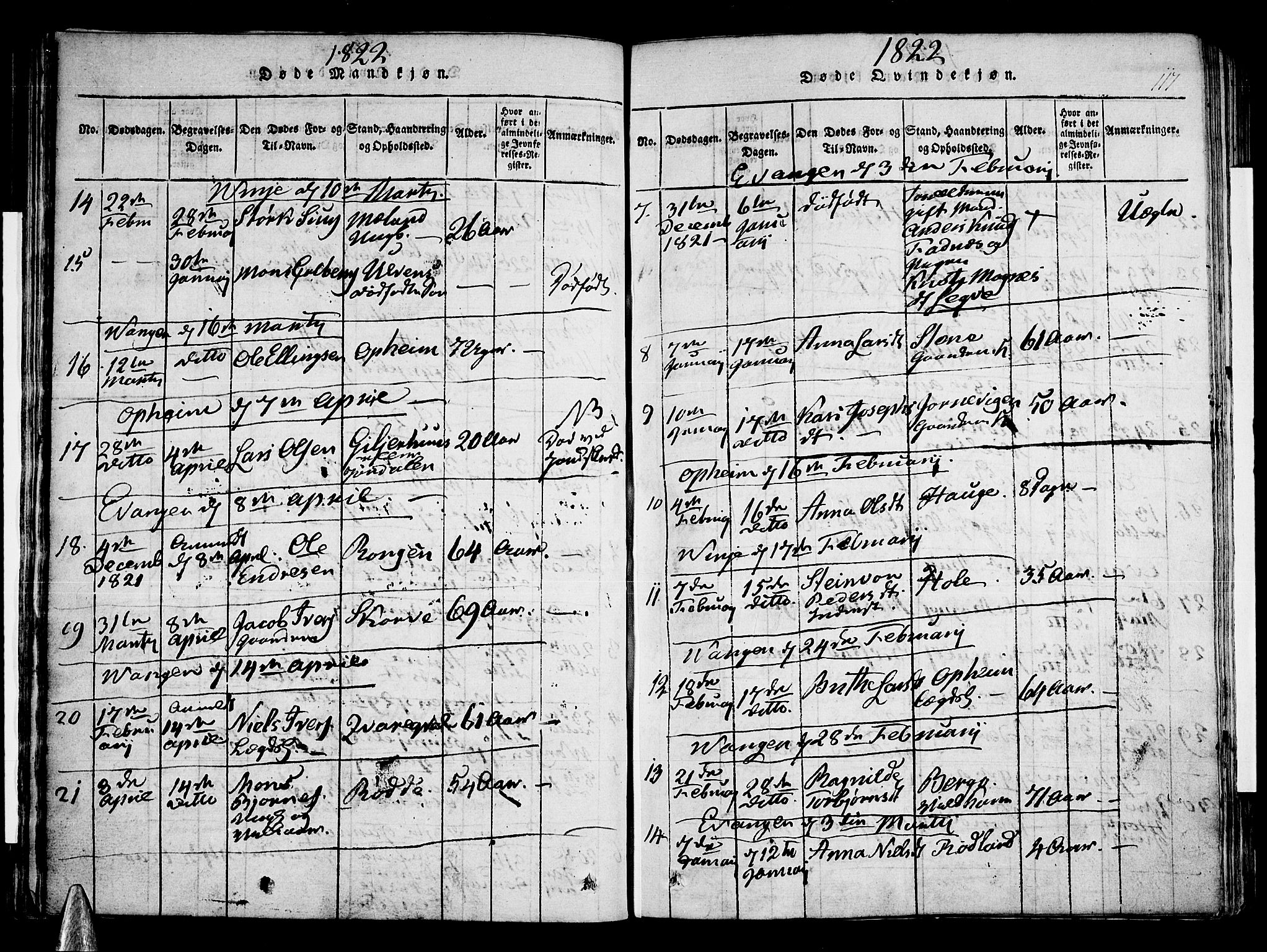 Voss sokneprestembete, AV/SAB-A-79001/H/Haa: Parish register (official) no. A 11, 1816-1827, p. 117