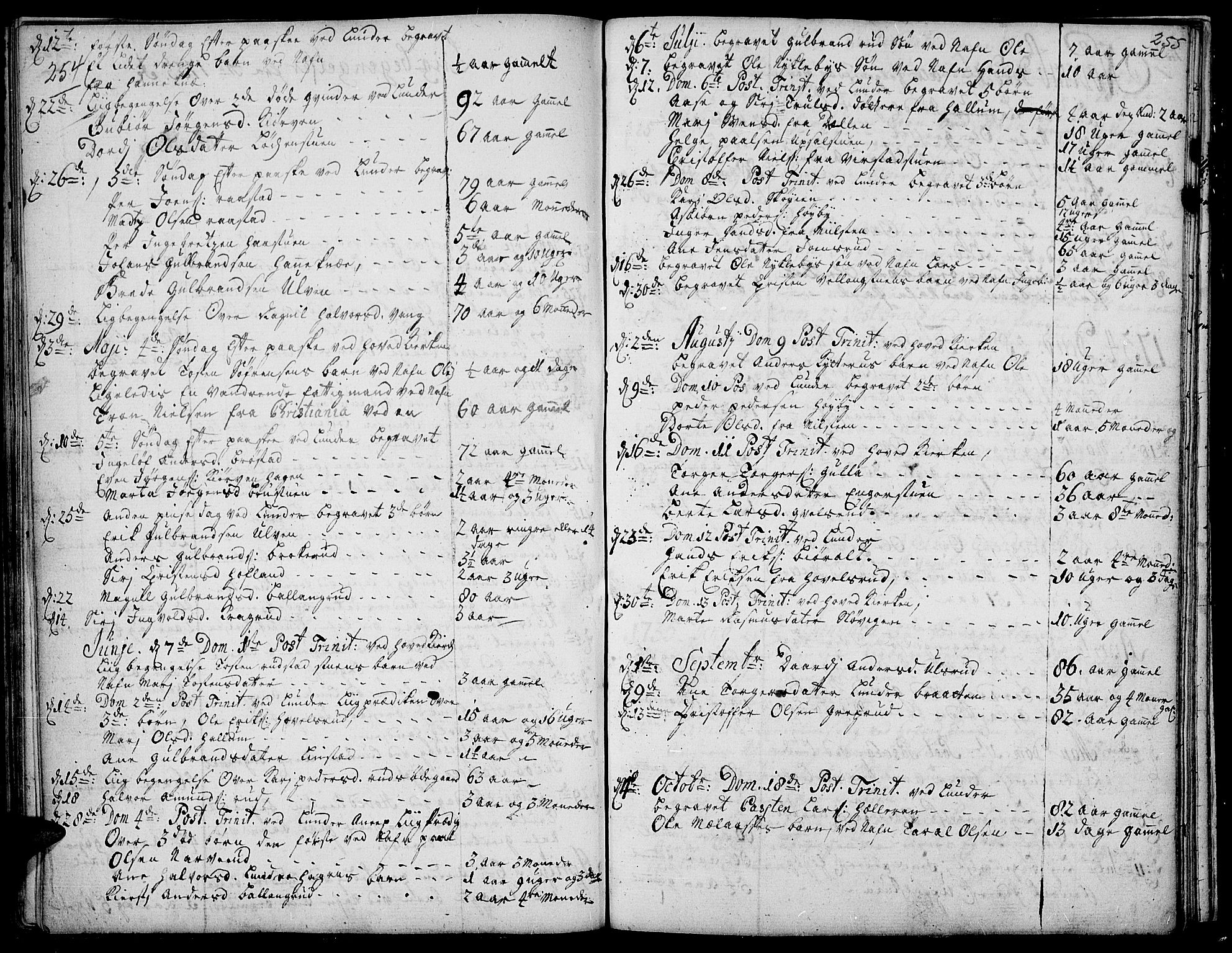 Jevnaker prestekontor, SAH/PREST-116/H/Ha/Haa/L0002: Parish register (official) no. 2, 1725-1751, p. 254-255