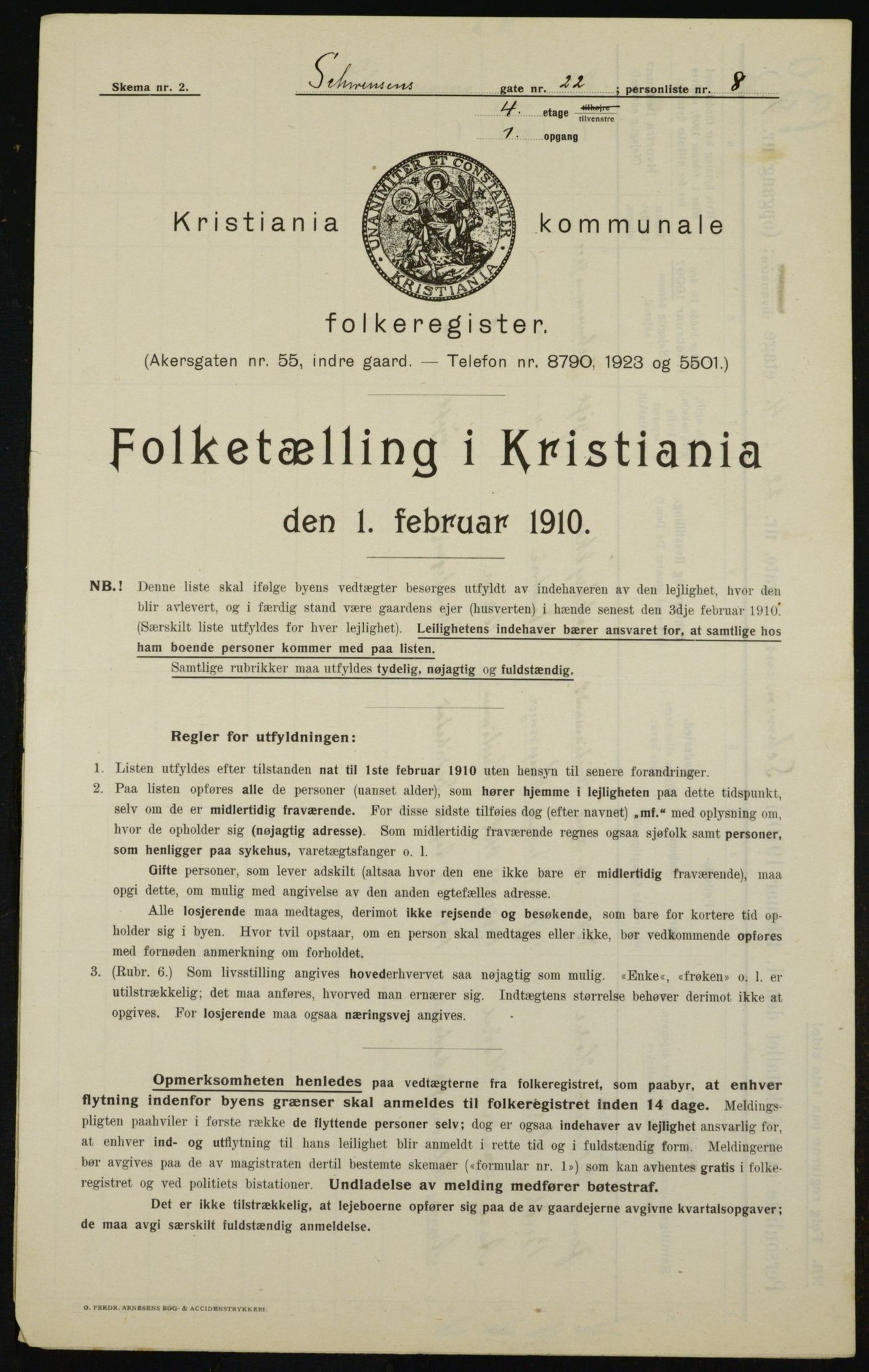 OBA, Municipal Census 1910 for Kristiania, 1910, p. 88724