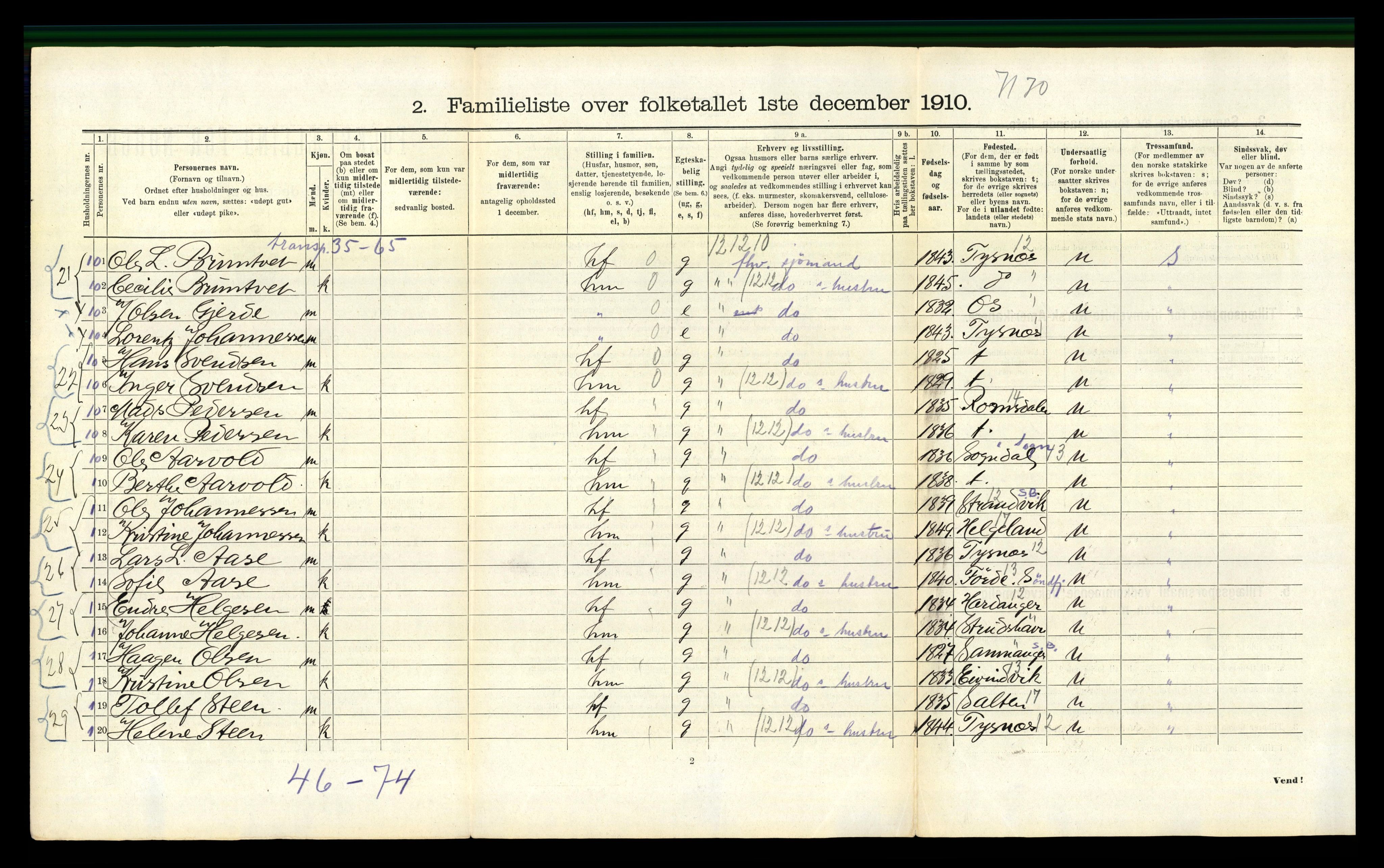 RA, 1910 census for Bergen, 1910, p. 10920