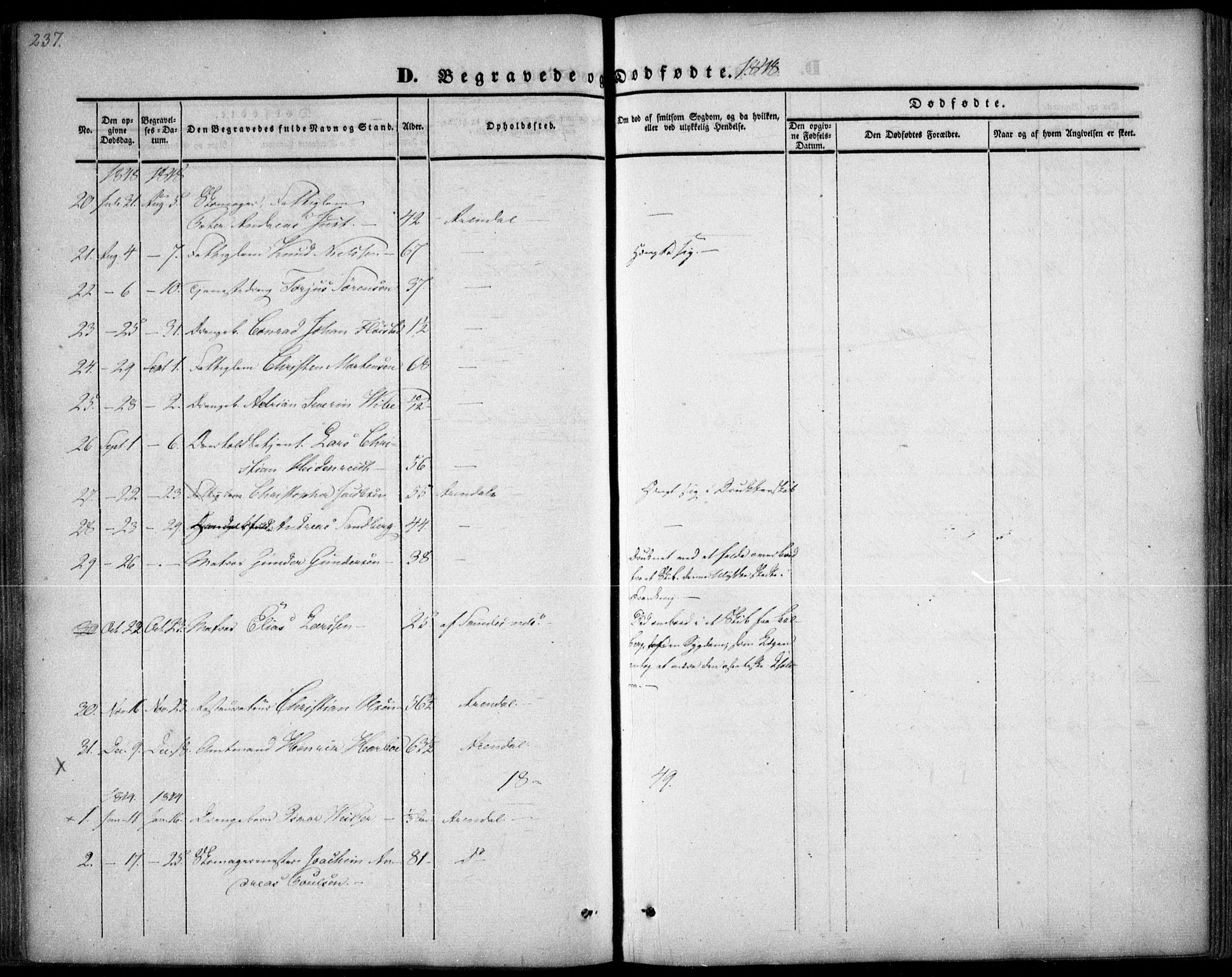 Arendal sokneprestkontor, Trefoldighet, AV/SAK-1111-0040/F/Fa/L0005: Parish register (official) no. A 5, 1838-1854, p. 237