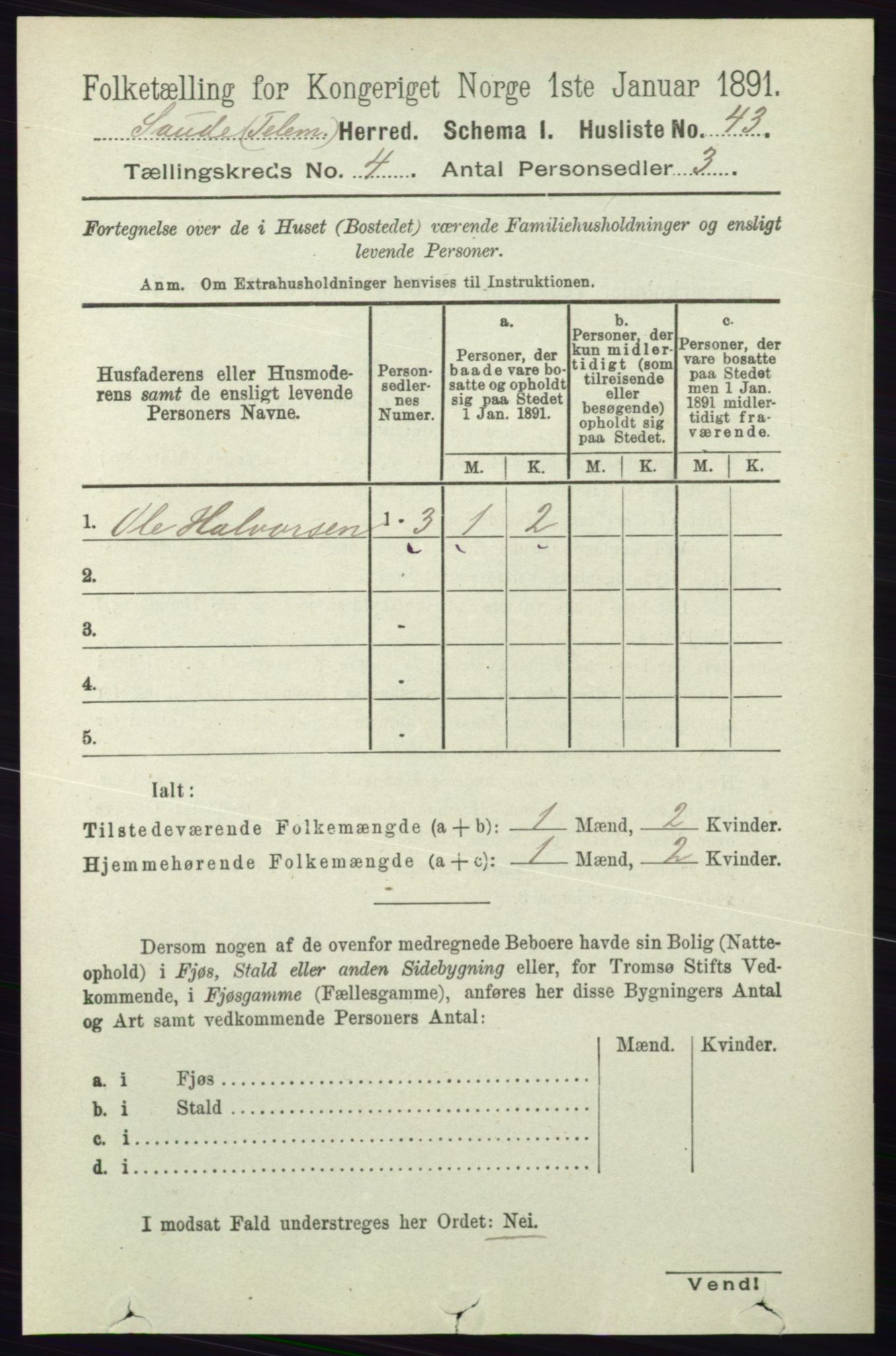 RA, 1891 census for 0822 Sauherad, 1891, p. 1091