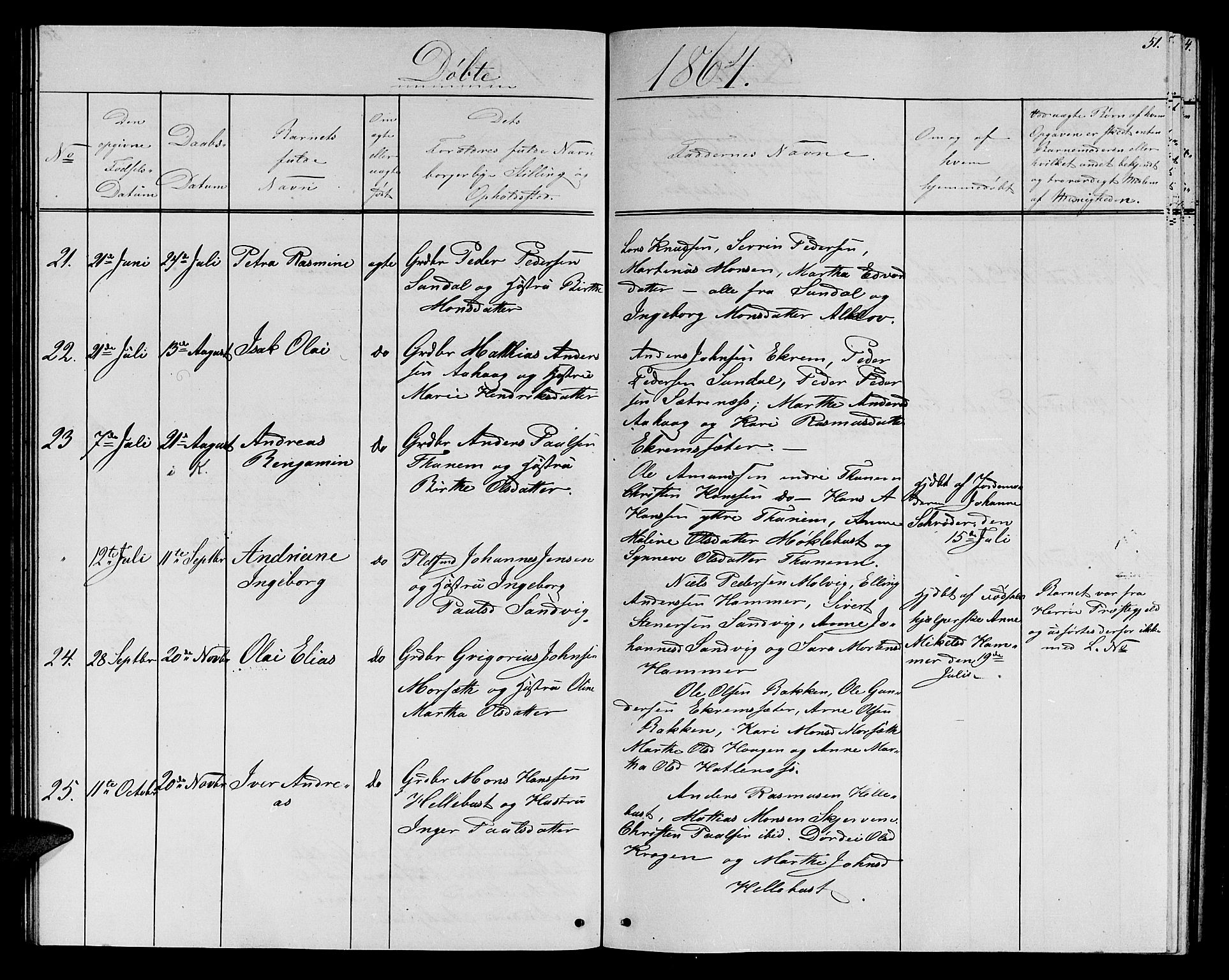 Ministerialprotokoller, klokkerbøker og fødselsregistre - Møre og Romsdal, AV/SAT-A-1454/501/L0015: Parish register (copy) no. 501C01, 1854-1867, p. 51