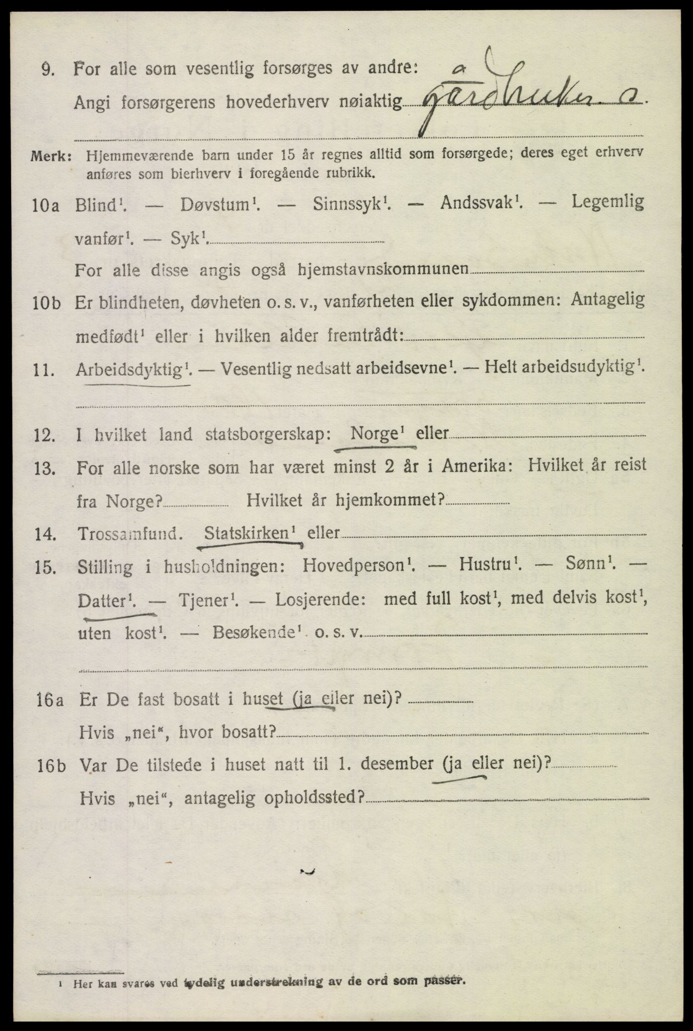 SAH, 1920 census for Nordre Land, 1920, p. 2462