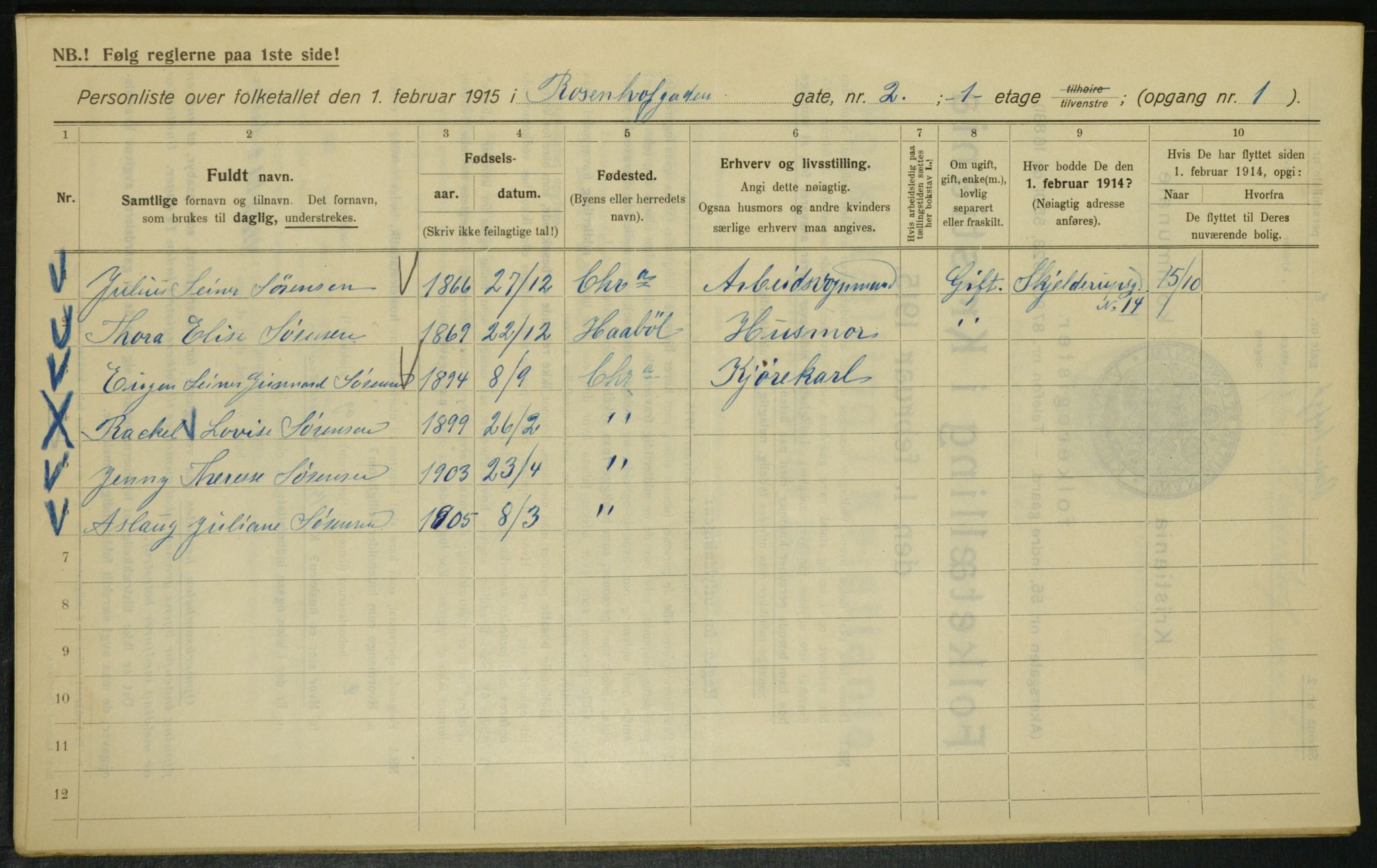 OBA, Municipal Census 1915 for Kristiania, 1915, p. 83397