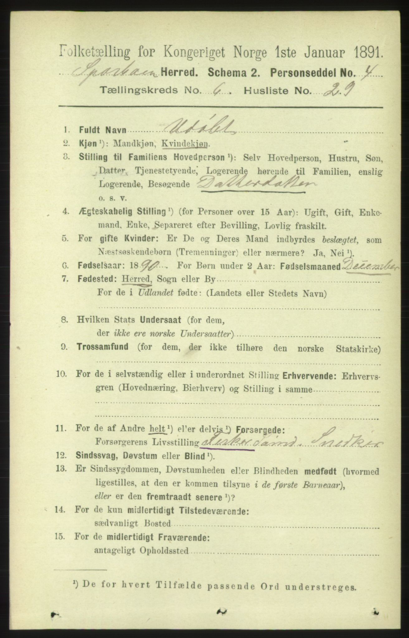 RA, 1891 census for 1731 Sparbu, 1891, p. 2332