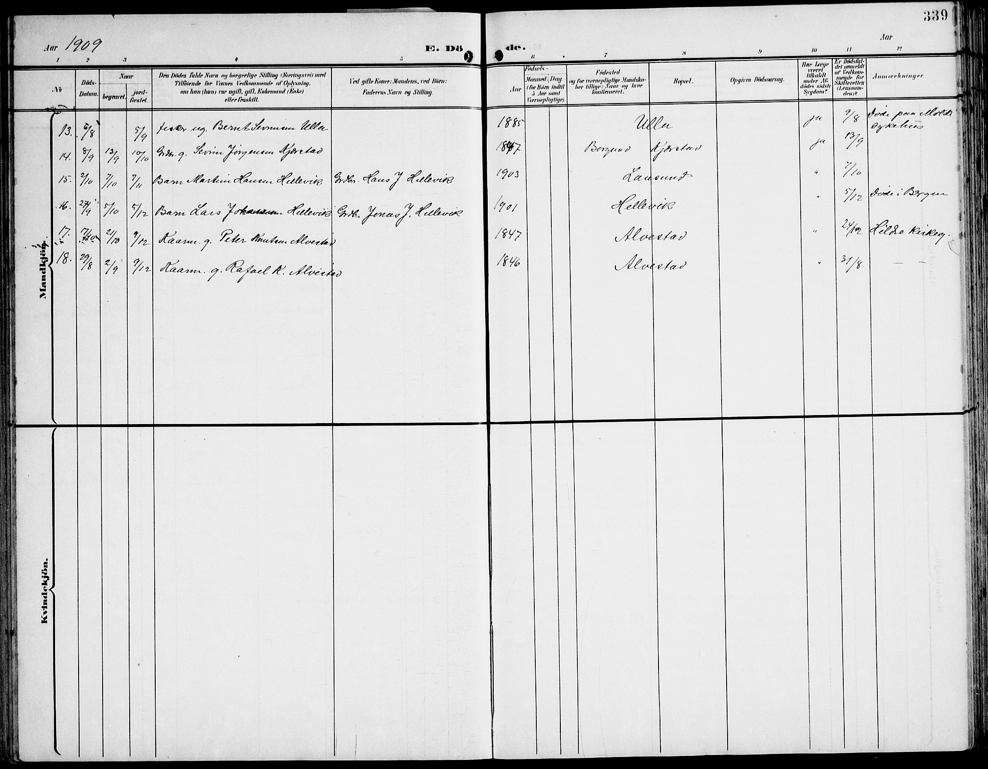 Ministerialprotokoller, klokkerbøker og fødselsregistre - Møre og Romsdal, AV/SAT-A-1454/536/L0511: Parish register (copy) no. 536C06, 1899-1944, p. 339