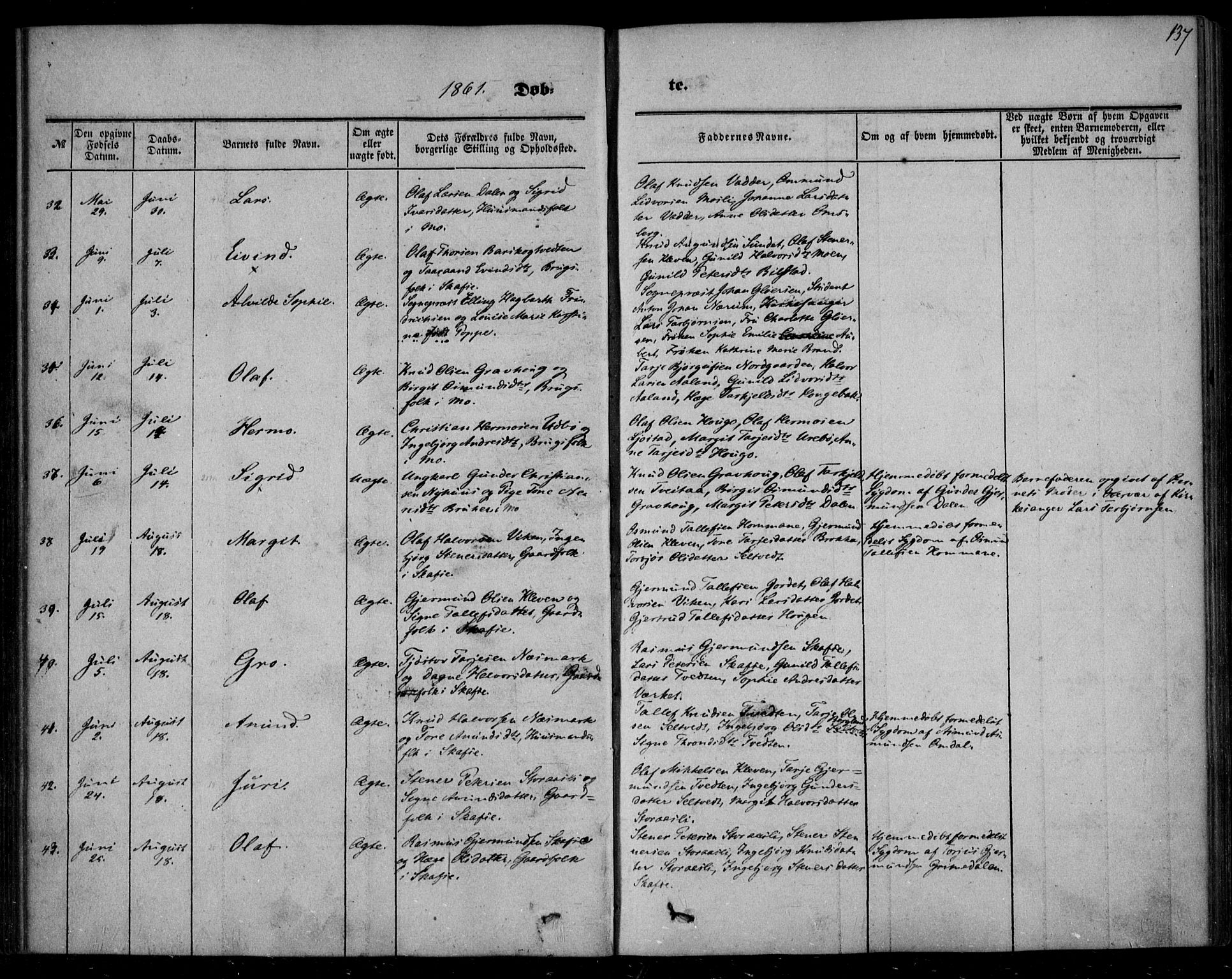 Mo kirkebøker, SAKO/A-286/F/Fa/L0005: Parish register (official) no. I 5, 1844-1864, p. 137