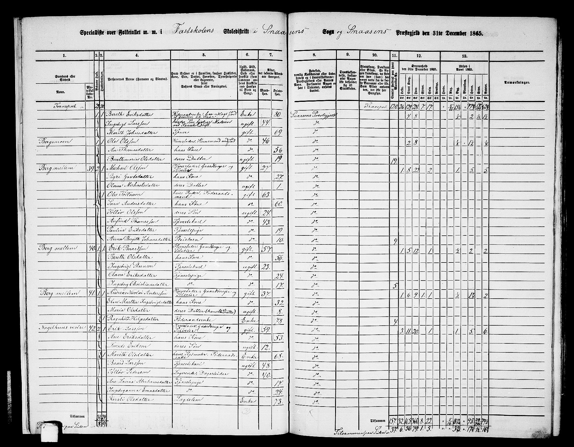 RA, 1865 census for Snåsa, 1865, p. 15