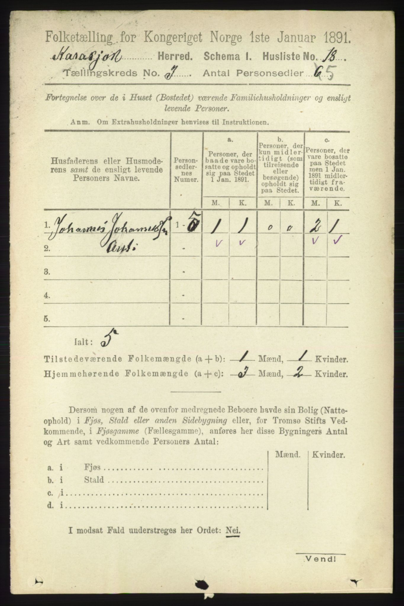 RA, 1891 census for 2021 Karasjok, 1891, p. 549