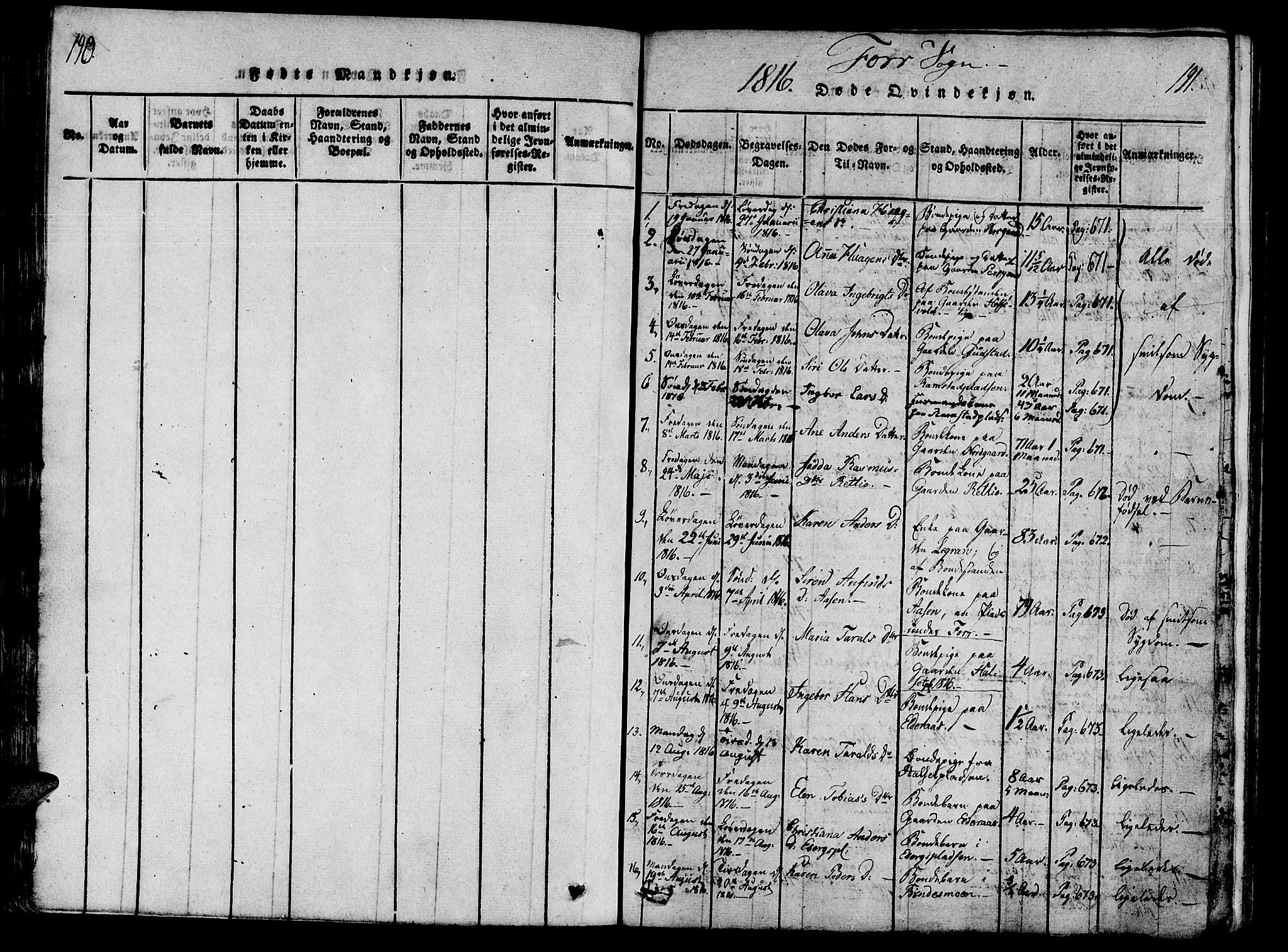 Ministerialprotokoller, klokkerbøker og fødselsregistre - Nord-Trøndelag, SAT/A-1458/746/L0441: Parish register (official) no. 746A03 /1, 1816-1827, p. 190-191