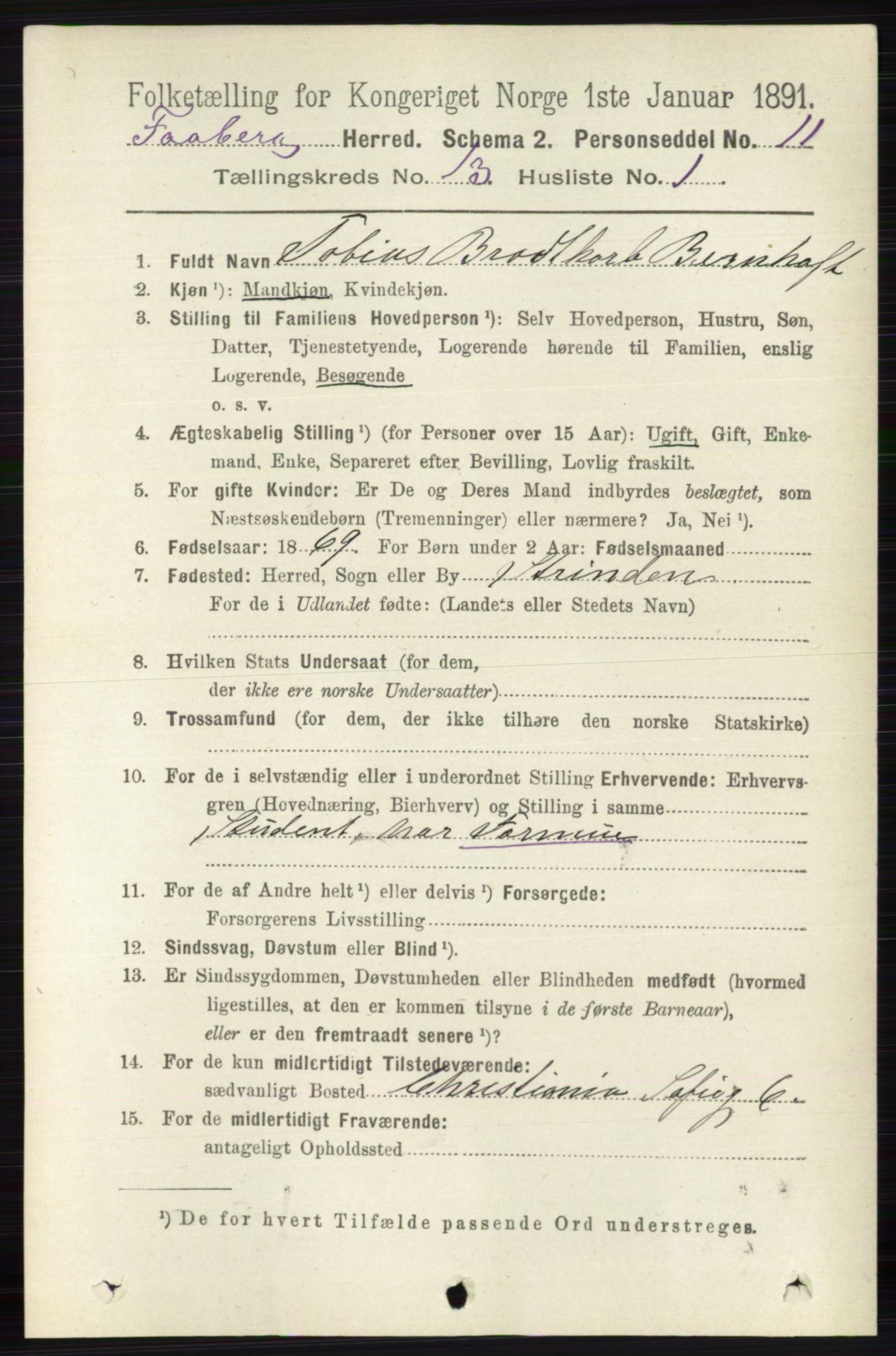 RA, 1891 census for 0524 Fåberg, 1891, p. 5255