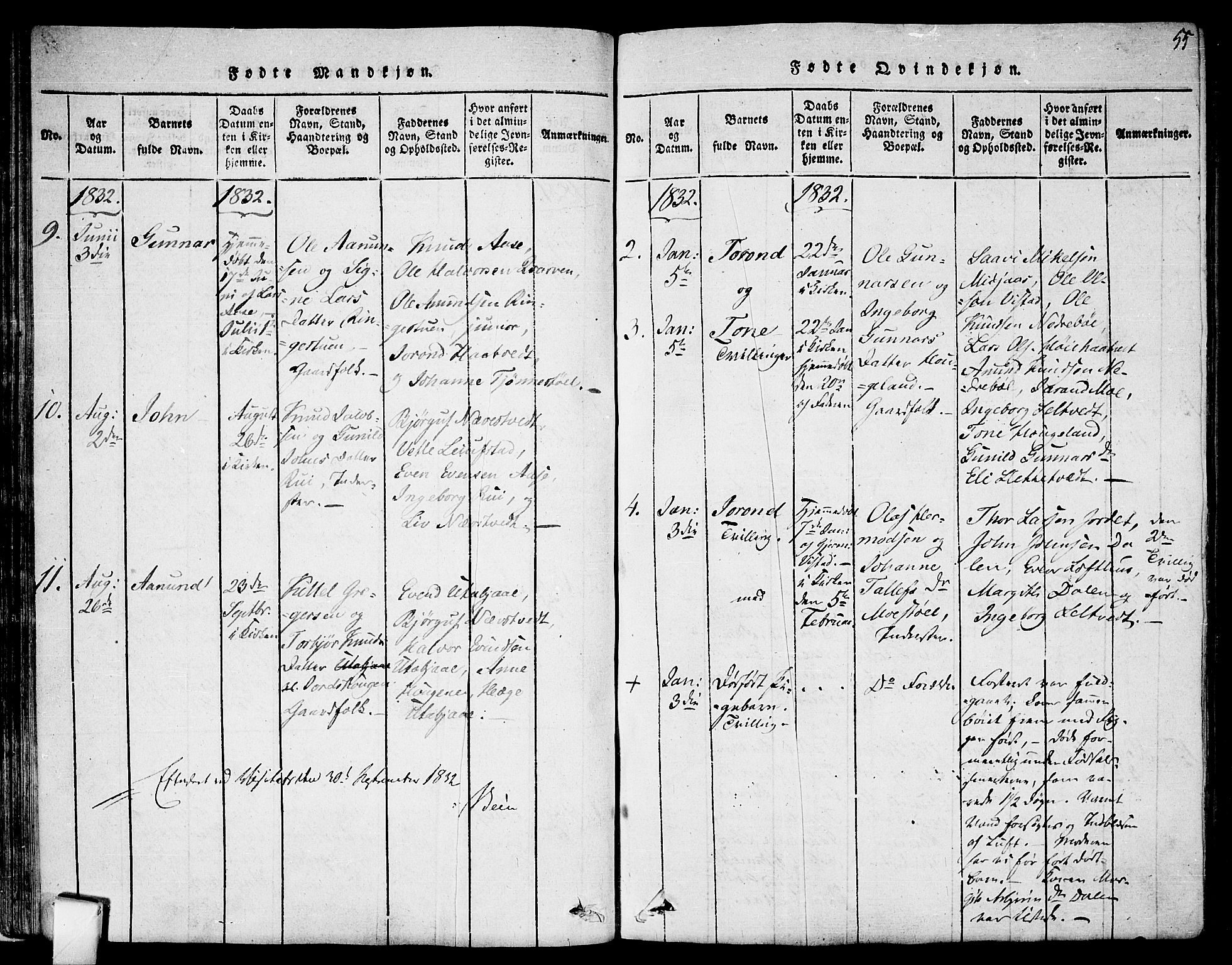 Mo kirkebøker, AV/SAKO-A-286/F/Fa/L0004: Parish register (official) no. I 4, 1814-1844, p. 55